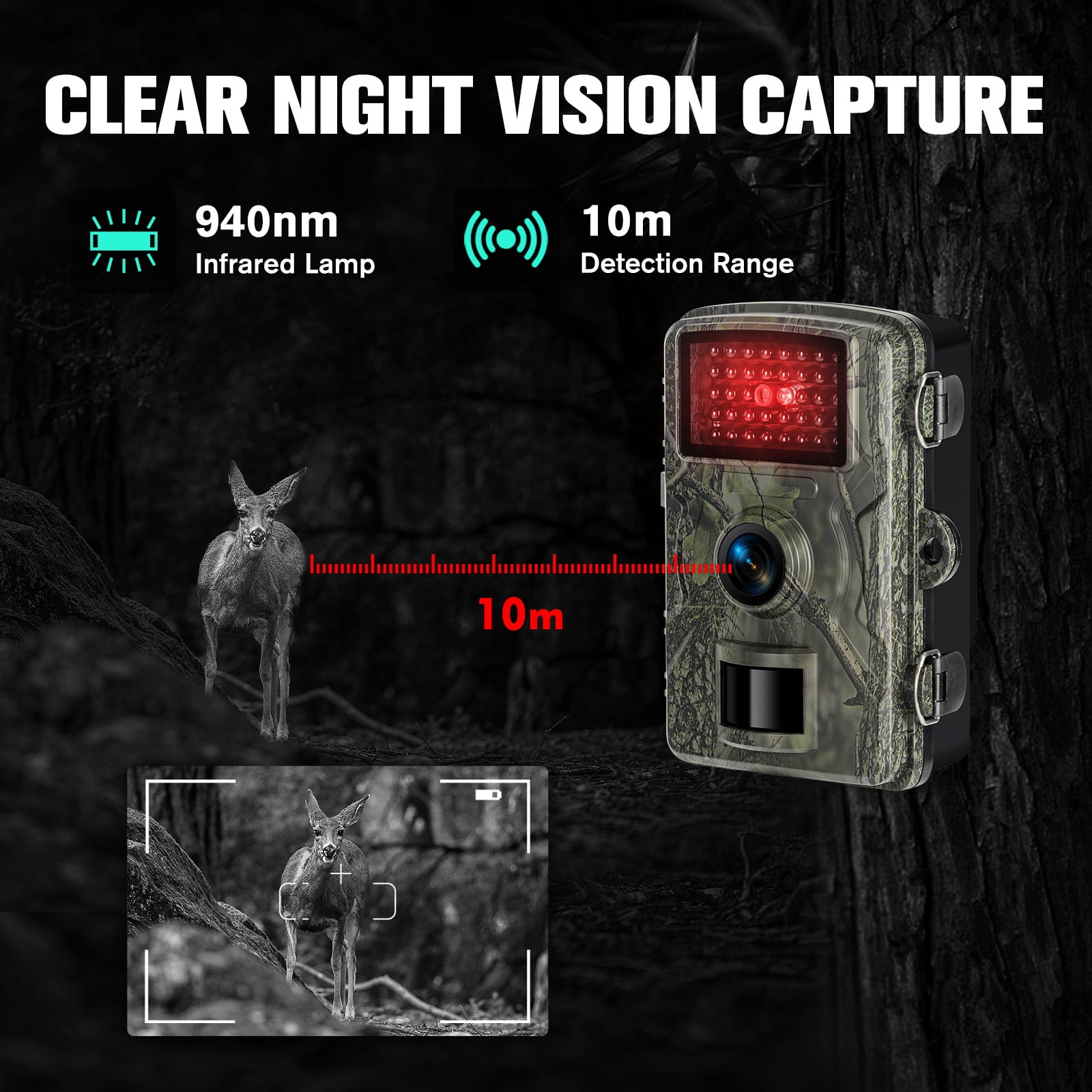 Teblint Trail Camera 16MP Wildlife Hunting Camera with Night Vision and Motion Detection (Green, 2.0 in Screen) mextr