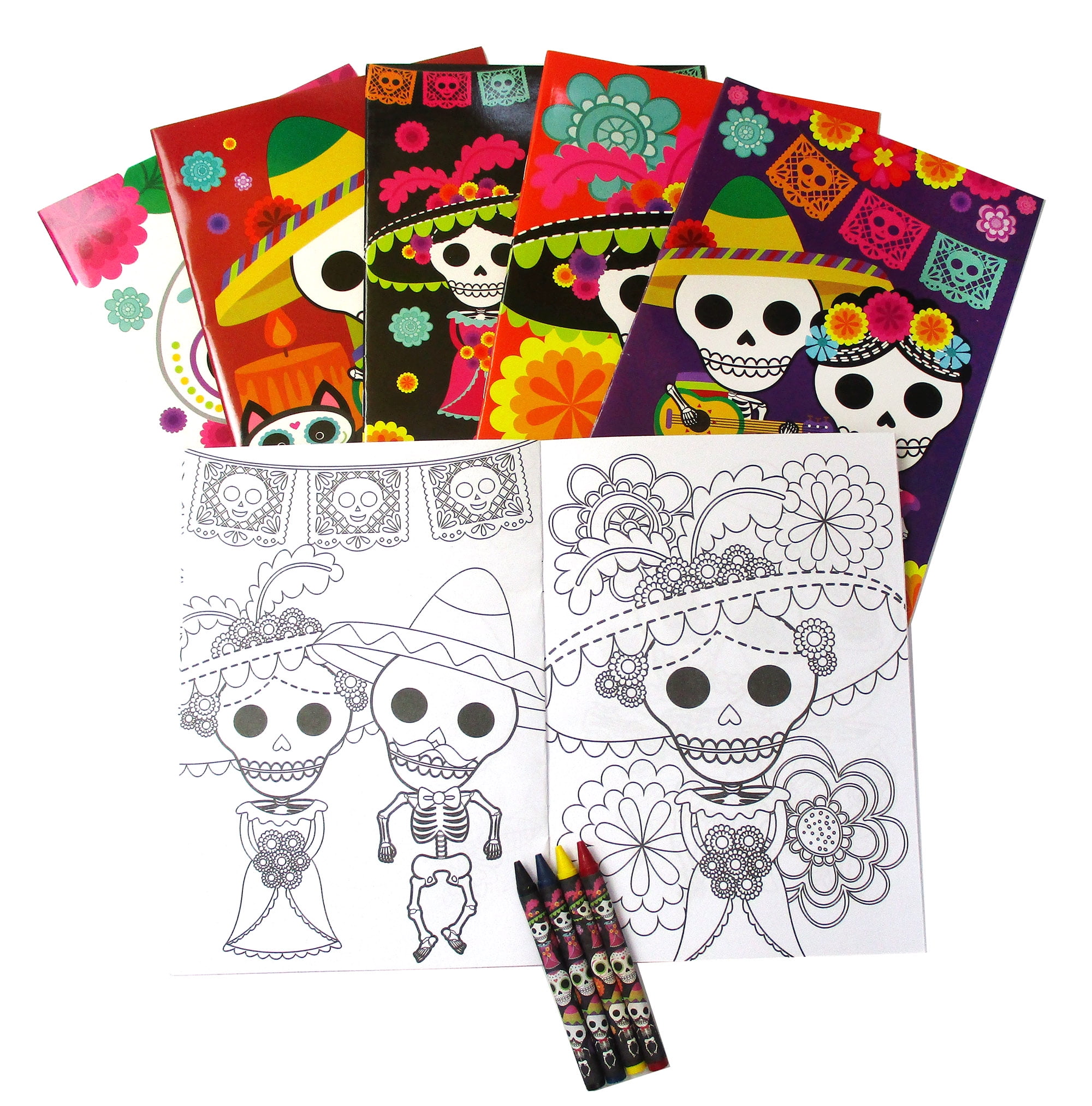 Tinymills Day of the Dead Coloring Book Party Favors Set (12 Pack, 9 in x 7 in) 6auj8
