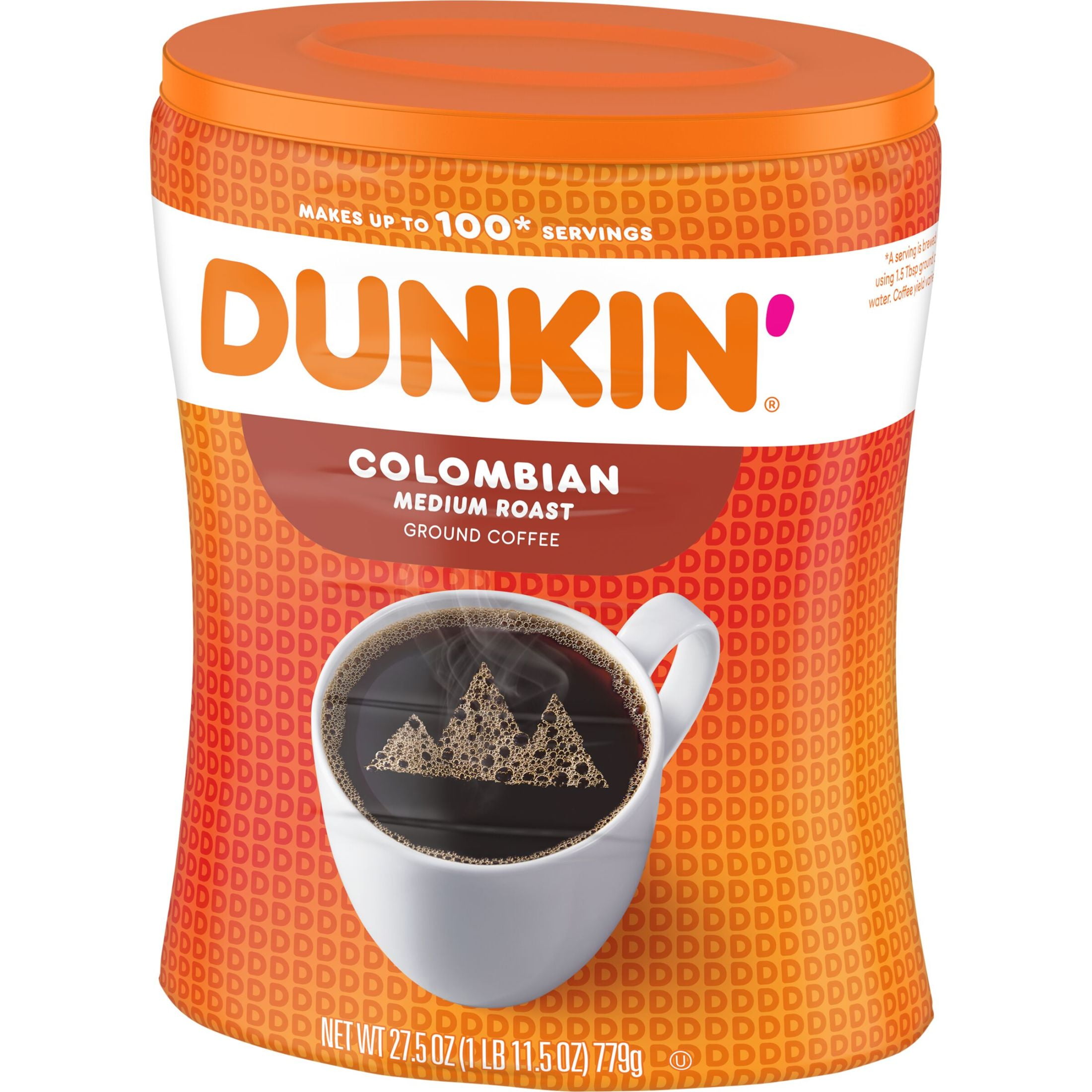 Dunkin’ Colombian Medium Roast Ground Coffee, Smooth & Full-Bodied Flavor (4 Pack, 110 oz Total) 513yv