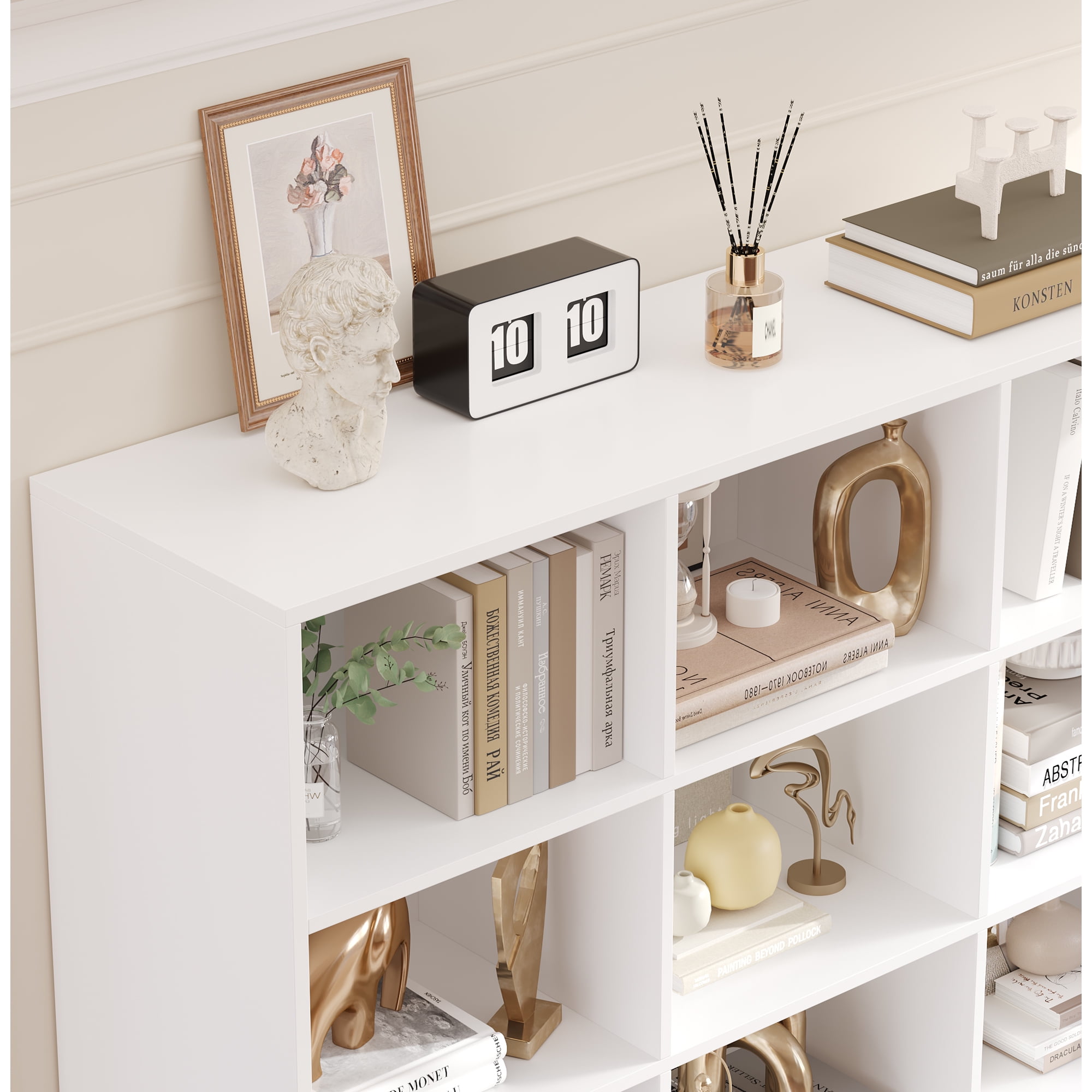 Hiphuta 21-Cube Bookcase, Tall Wooden Bookshelf for Home Office and Living Room (White, 86 in) rbqh6