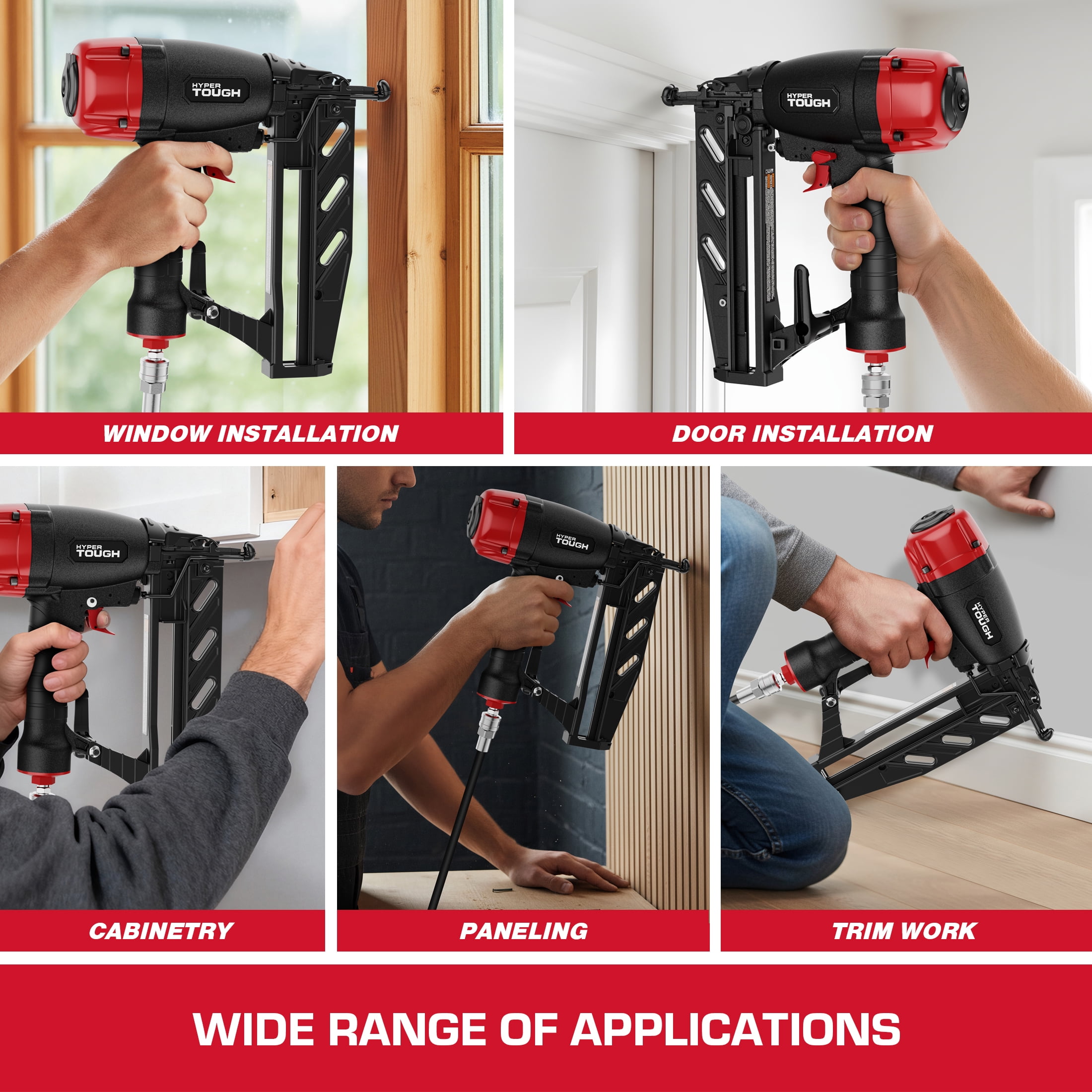 Hyper Tough 16-Gauge Pneumatic Straight Finish Nailer (Black, 2.5 in) b4rtl - Image 8