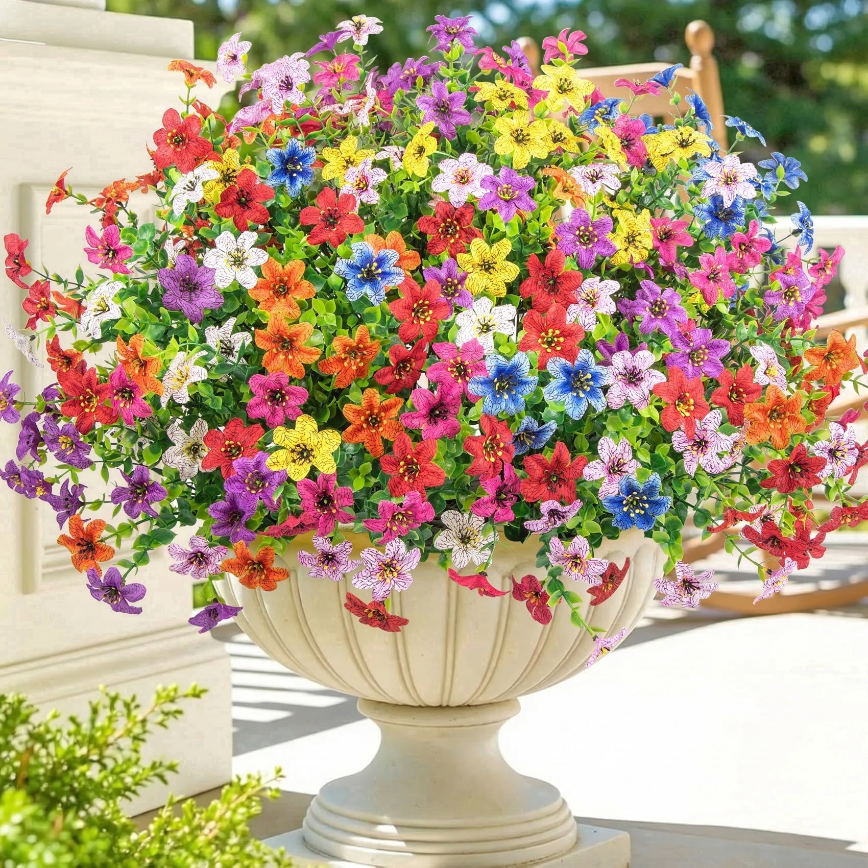 AcerichFad Artificial Silk Flowers for Outdoor Decor, UV-Resistant Faux Plants for Garden and Patio (Multicolor, 24 Bundles, 13.8 in) y9mgd