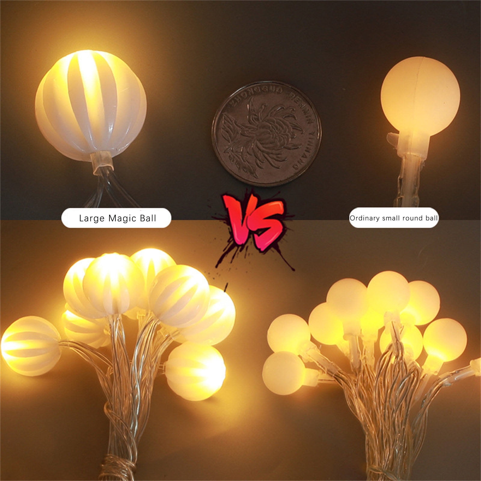 Bfogop Solar String Lights Outdoor Waterproof LED Globe Hanging Lights for Patio and Garden (White, 9.8 ft) igyr6