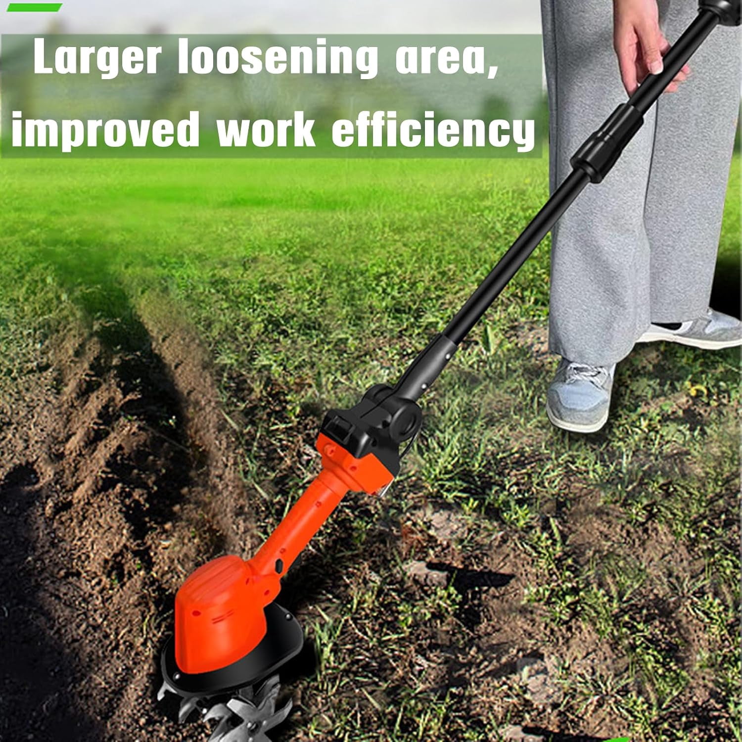 PETDIPOT Cordless Electric Garden Tiller, Lightweight Cultivator with Manganese Steel Blades (21V, 2 Batteries) eil6j