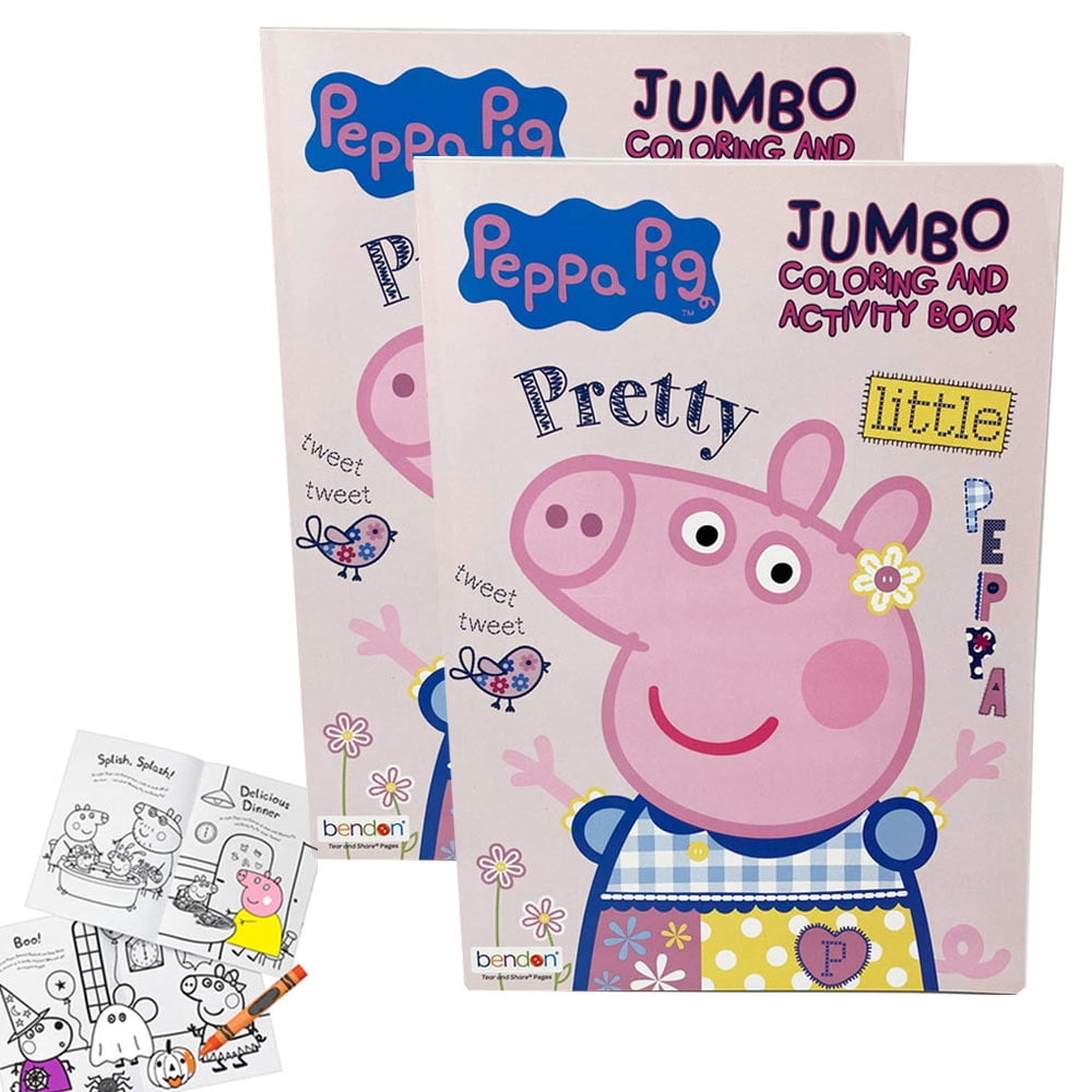 BAZIC Peppa Pig Jumbo Coloring Activity Book Set (Multicolor, 2 Pack, 8 in x 11 in) 2o9qv