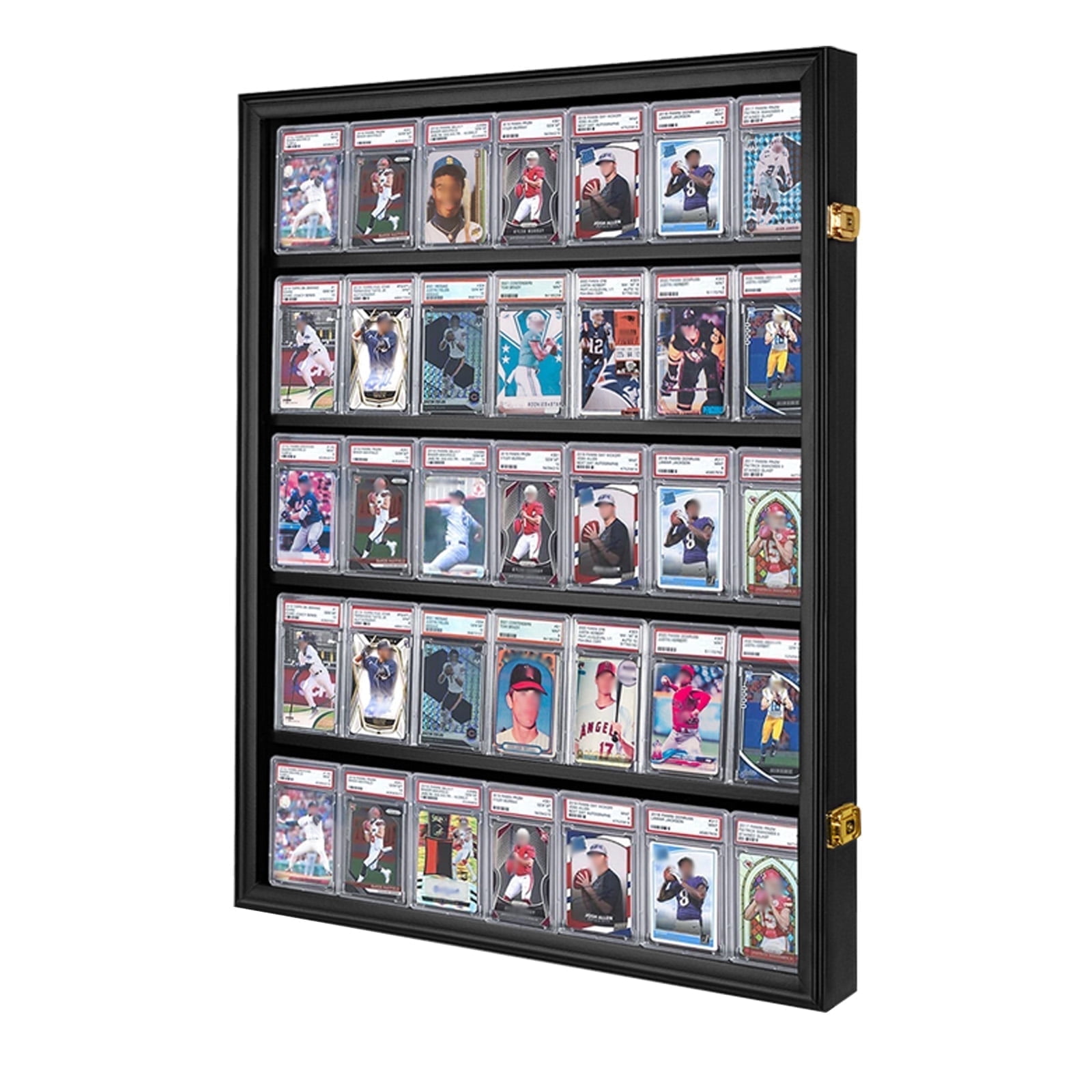 CRDC Graded Sports Card Display Case Wall Mount Wood Frame with UV Protection (Black, 35-Card Capacity) hxenp