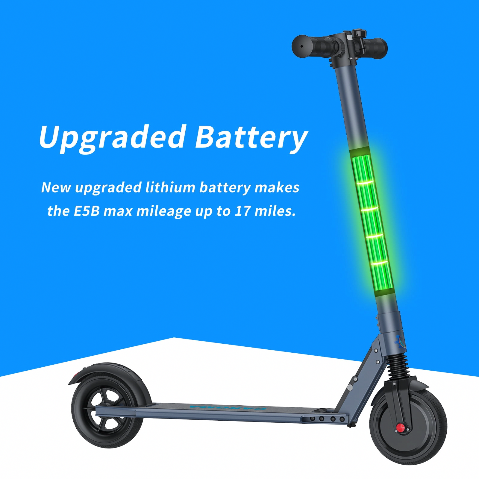Caroma Electric Scooter for Adults, Foldable Commuting E-Scooter with Cruise Control and Dual Braking System (Blue, 6.5 in) 6wyf1