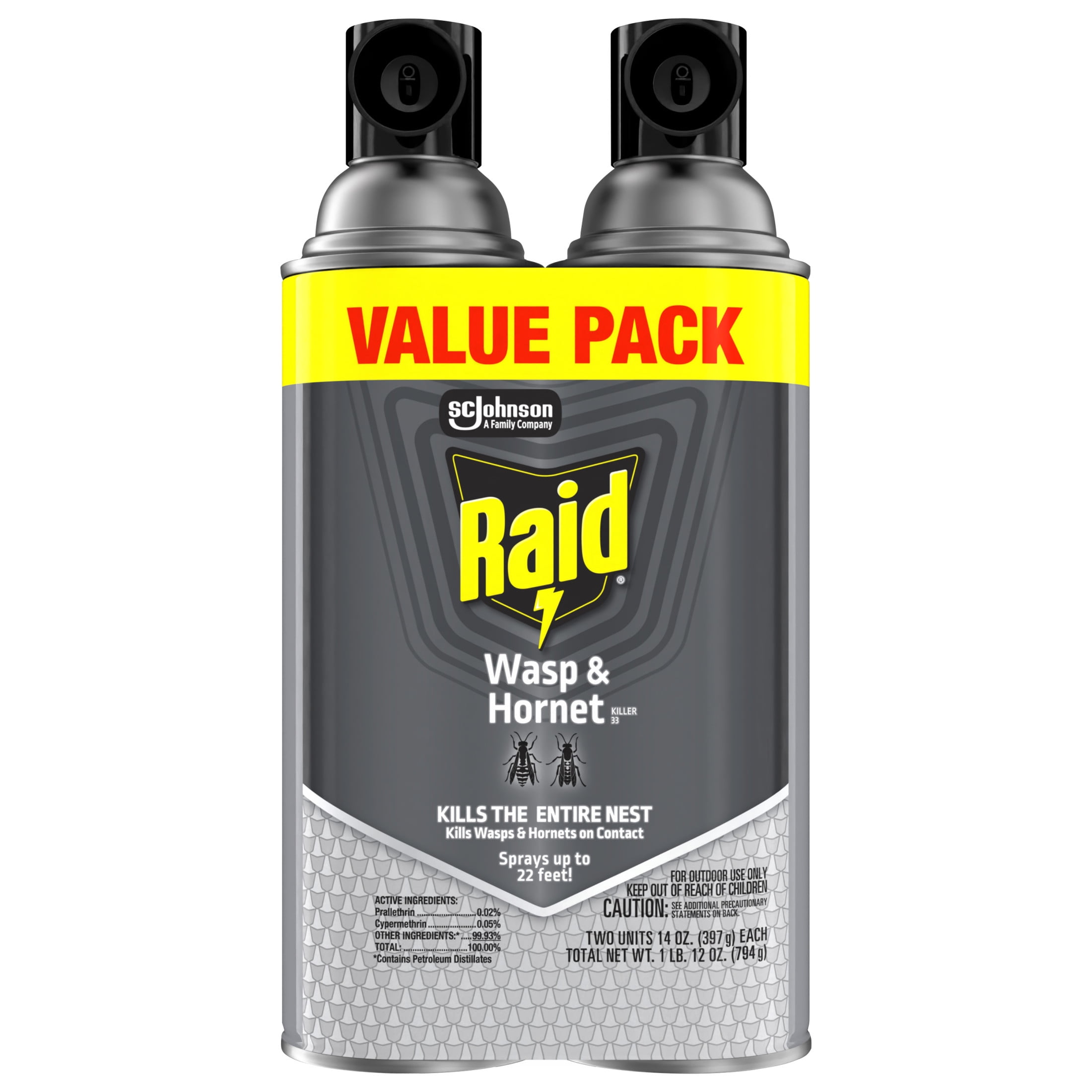 Raid Wasp and Hornet Killer 33 Outdoor Insecticide Spray (2 Pack, 14 oz each) 3e5kk