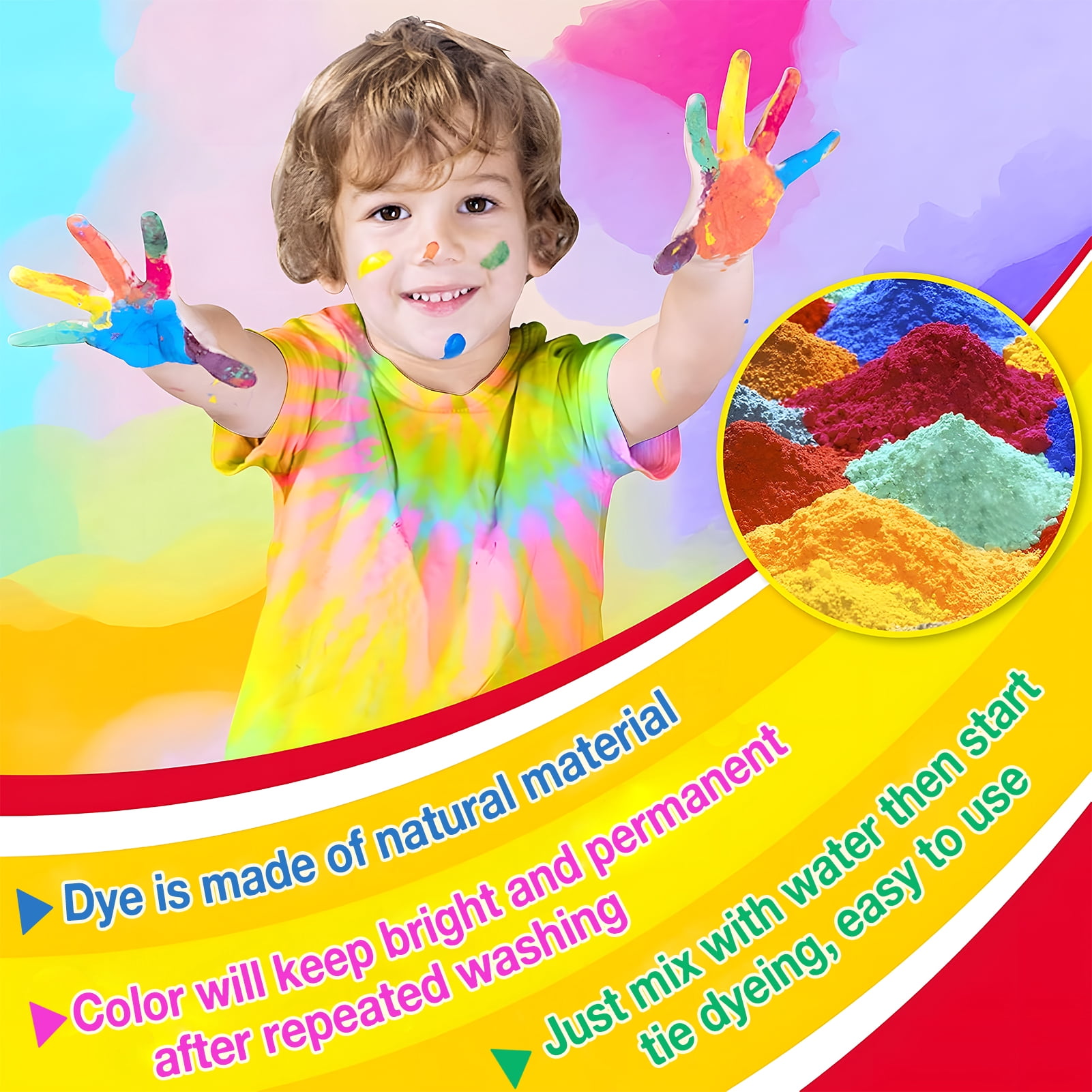 CandWuom Tie Dye Kit, 32 Vibrant Colors DIY Fabric Craft Set for Apparel and Home Decor (32 Pack, 2.03 fl oz) lbk61