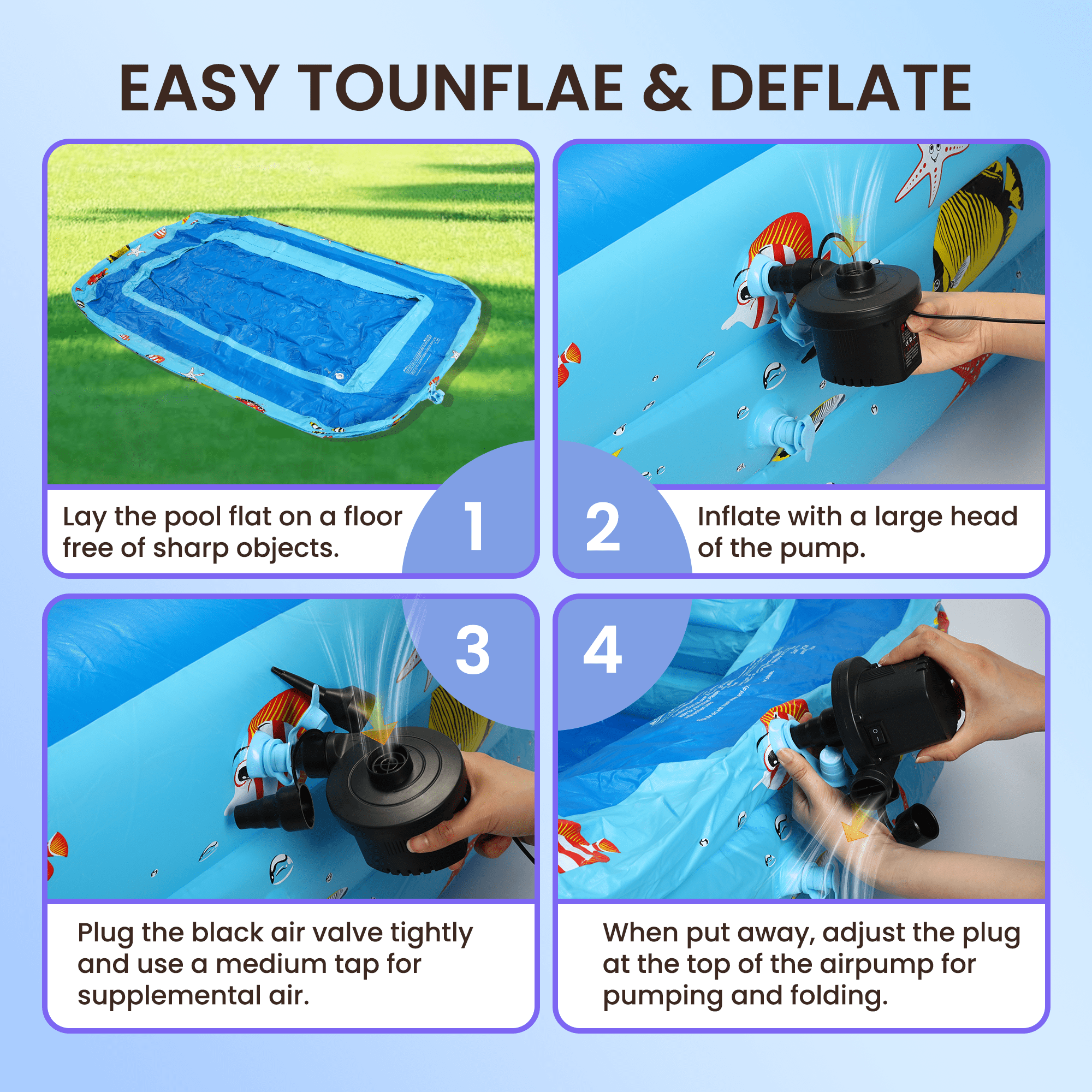 GVDV Inflatable Swimming Pool, Durable Thickened Family Lounge Pool for Kids and Adults (Blue, 6.9 x 5 x 1.8 ft) 1bucf