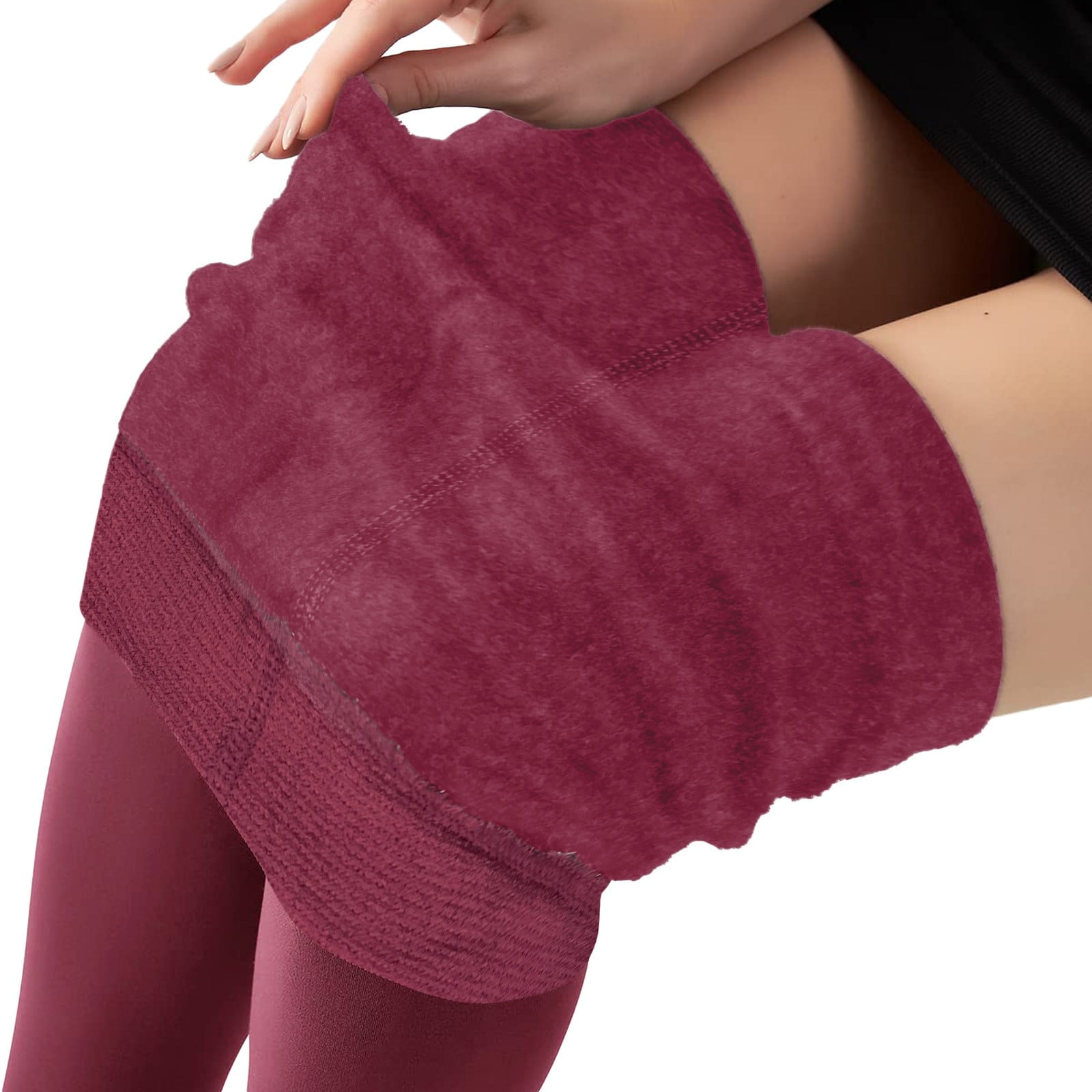 TYGHBN Women's Thermal Lined Leggings Winter Warm Stretchy Velvet Tights (Black, Large) f31qh