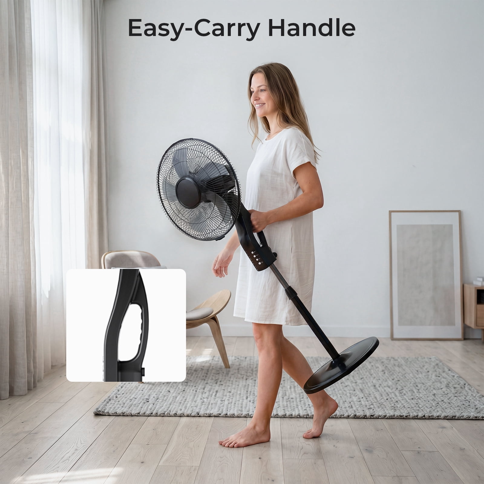 Goosiay Oscillating Pedestal Fan with Remote Control, Height Adjustable Standing Fan for Home Office (Black, 16 in) v1t1o