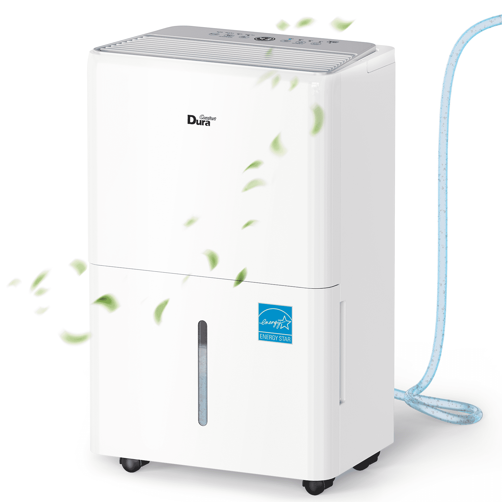 DuraComfort 50 Pint Dehumidifier for 4500 sq ft Basement and Large Rooms, Portable with Drain Hose (White, 50 Pint) qal67