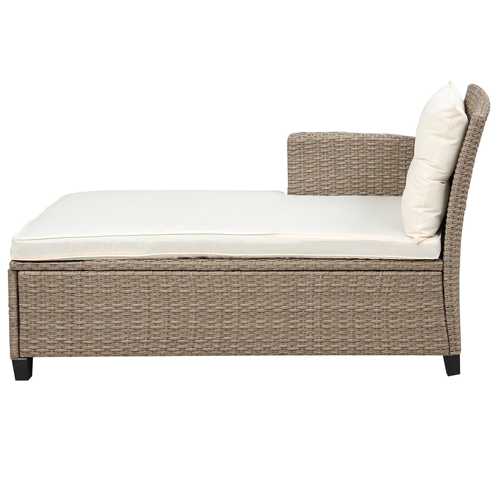 Segmart 4-Piece Outdoor Patio Furniture Set, Wicker Conversation Sofa with Cushions and Coffee Table (Beige, 4-Piece) tl75q
