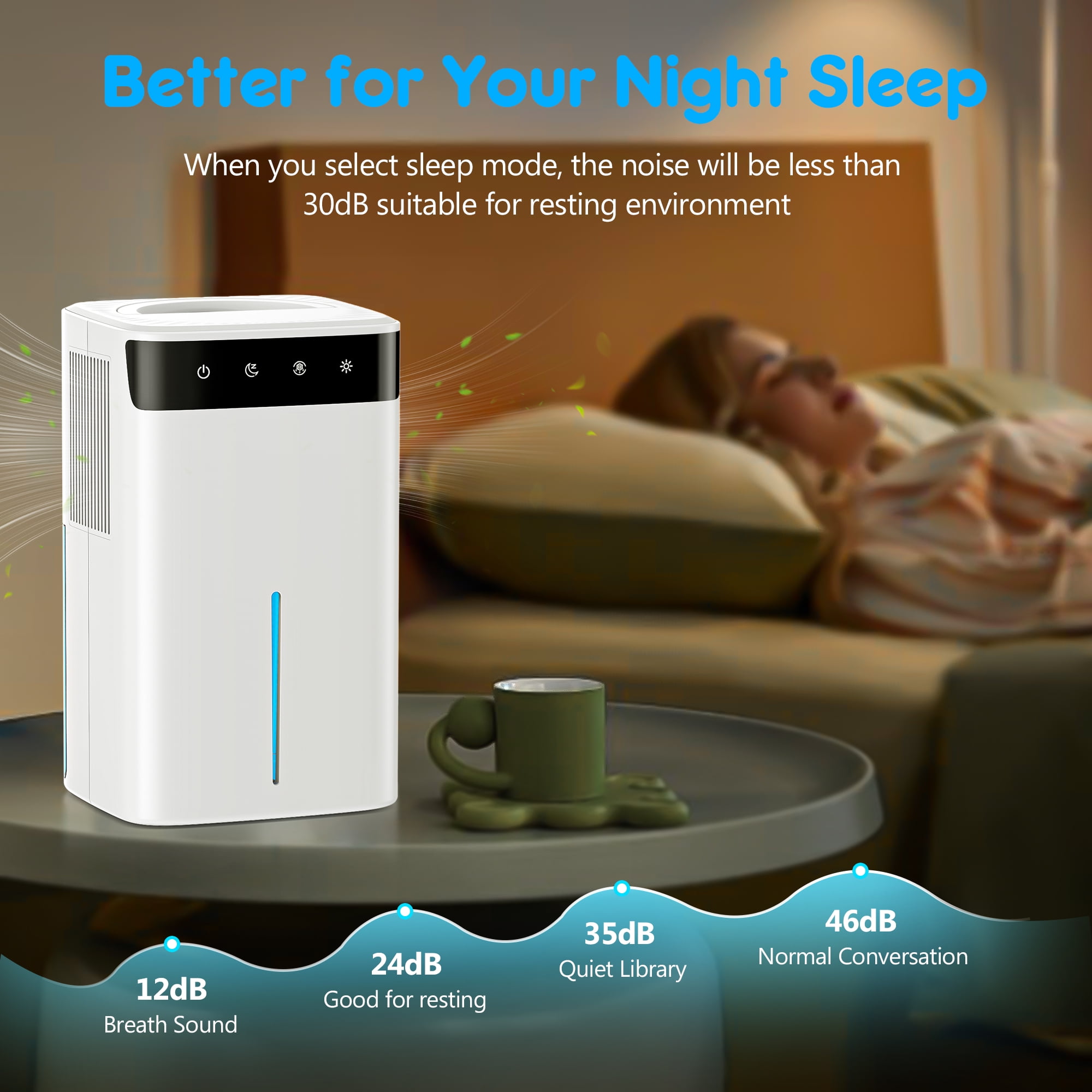 Aootek Electric Dehumidifier for Home, Ultra Quiet Portable Moisture Remover with LED Light (White, 100 fl oz) pmkxr