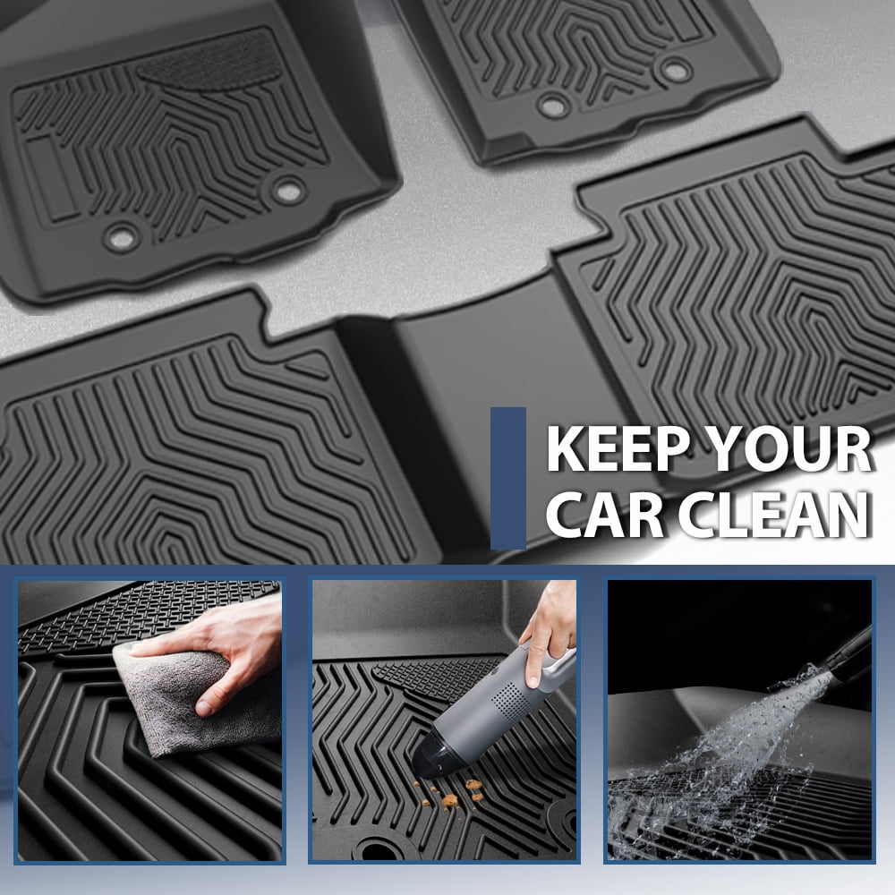 PIT66 All-Weather TPE Floor Mats Set for Dodge Ram 1500 2500 3500 Quad Cab (Black, 1 Set) e23wa