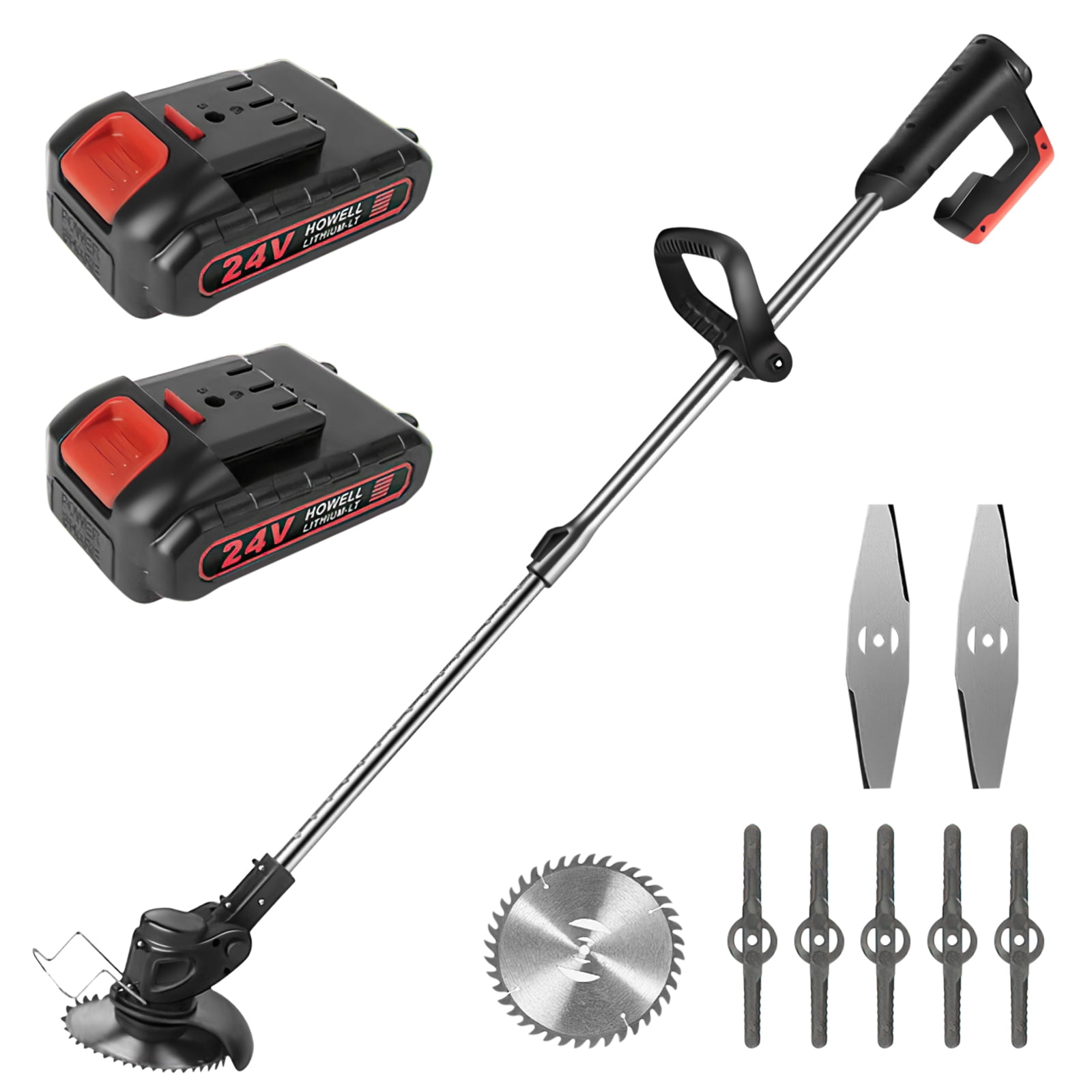 Paddsun Electric Cordless Grass String Trimmer and Lawn Edger with 24V Battery (24V, 2-Pack Battery) 2c9ef