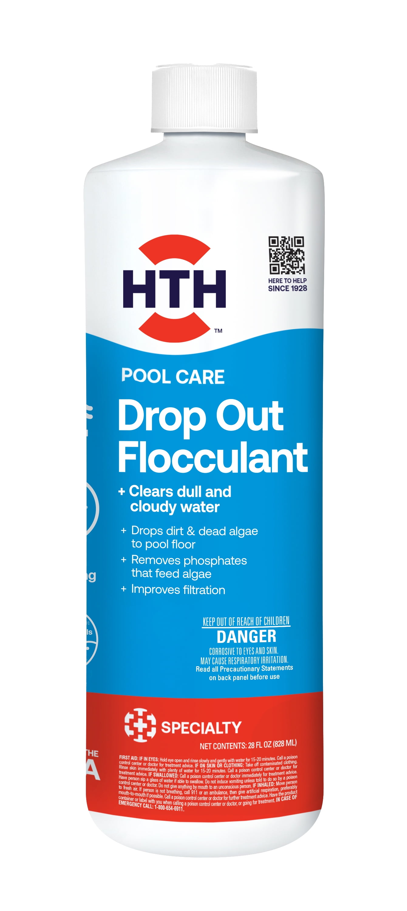 HTH Drop Out Flocculant Pool Clarifier (Clear, 28 oz) zq8if