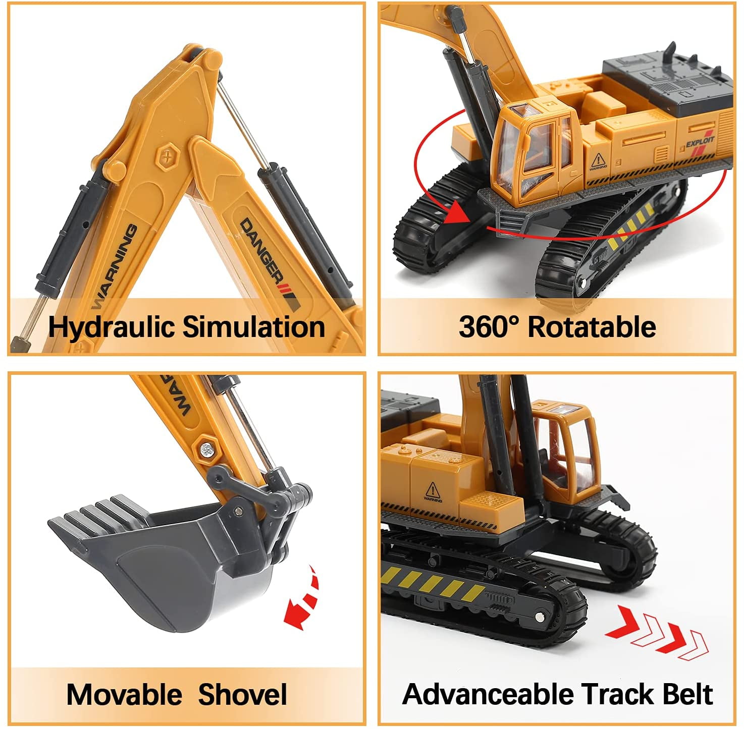 JoyStone Construction Vehicle Playset with Playmat and Movable Parts (Yellow, 1 Set) qij64