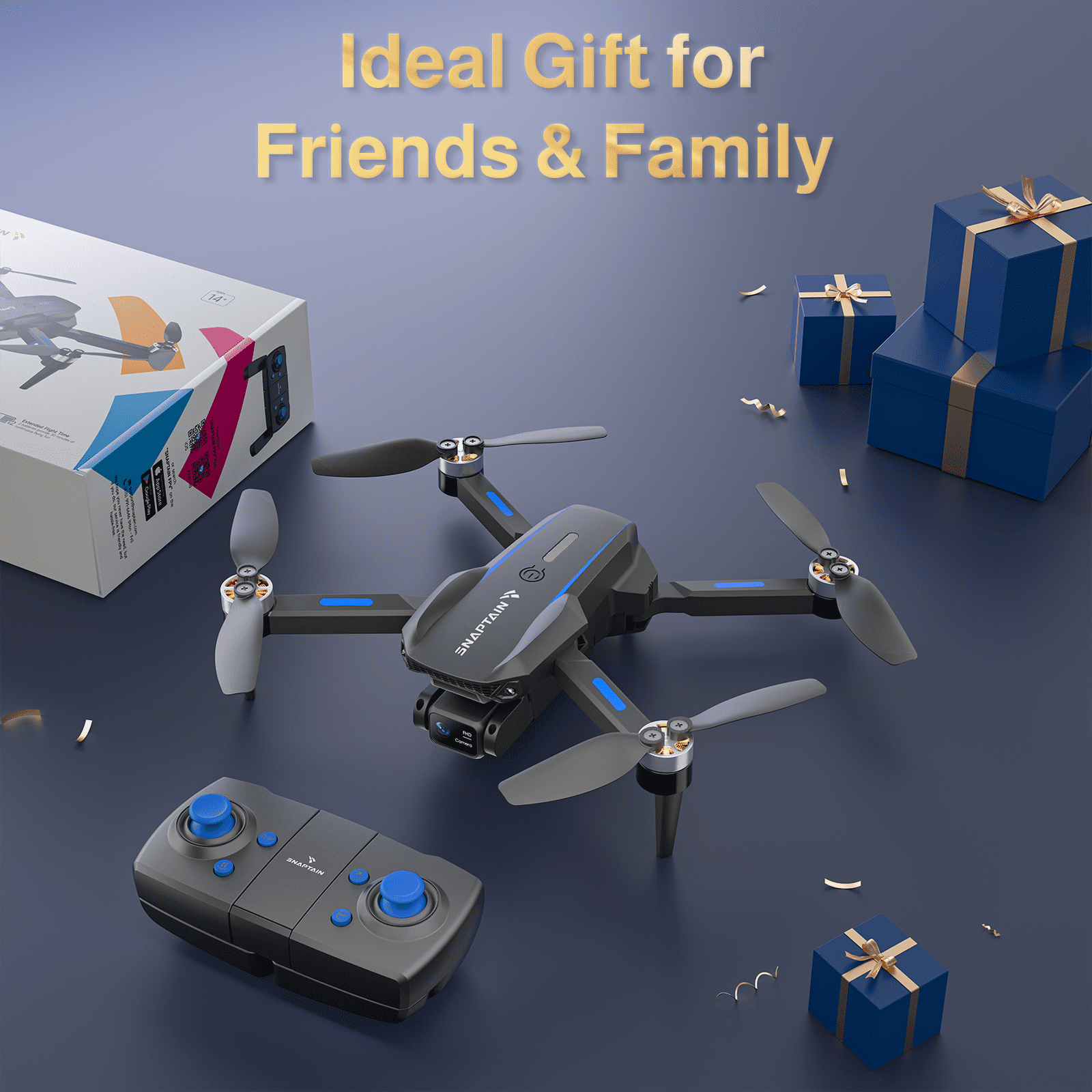 SNAPTAIN S5C WiFi FPV Drone with 720P HD Camera, Voice and Gesture Control, RC Quadcopter for Beginners (Black, 13.4 x 13.4 x 3.7 in) 469i8