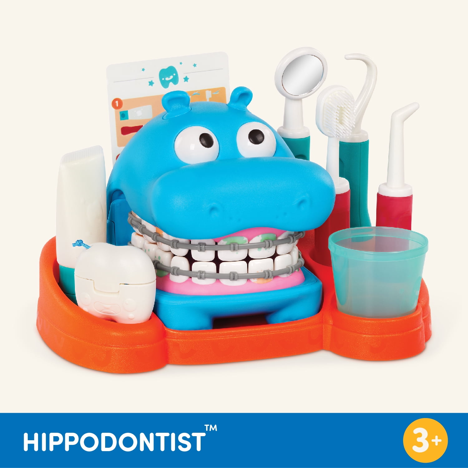 Battat Hippodontist Dentist Pretend Play Set with 15 Accessories (Multi-color, 15 Piece Set) 6ezwq