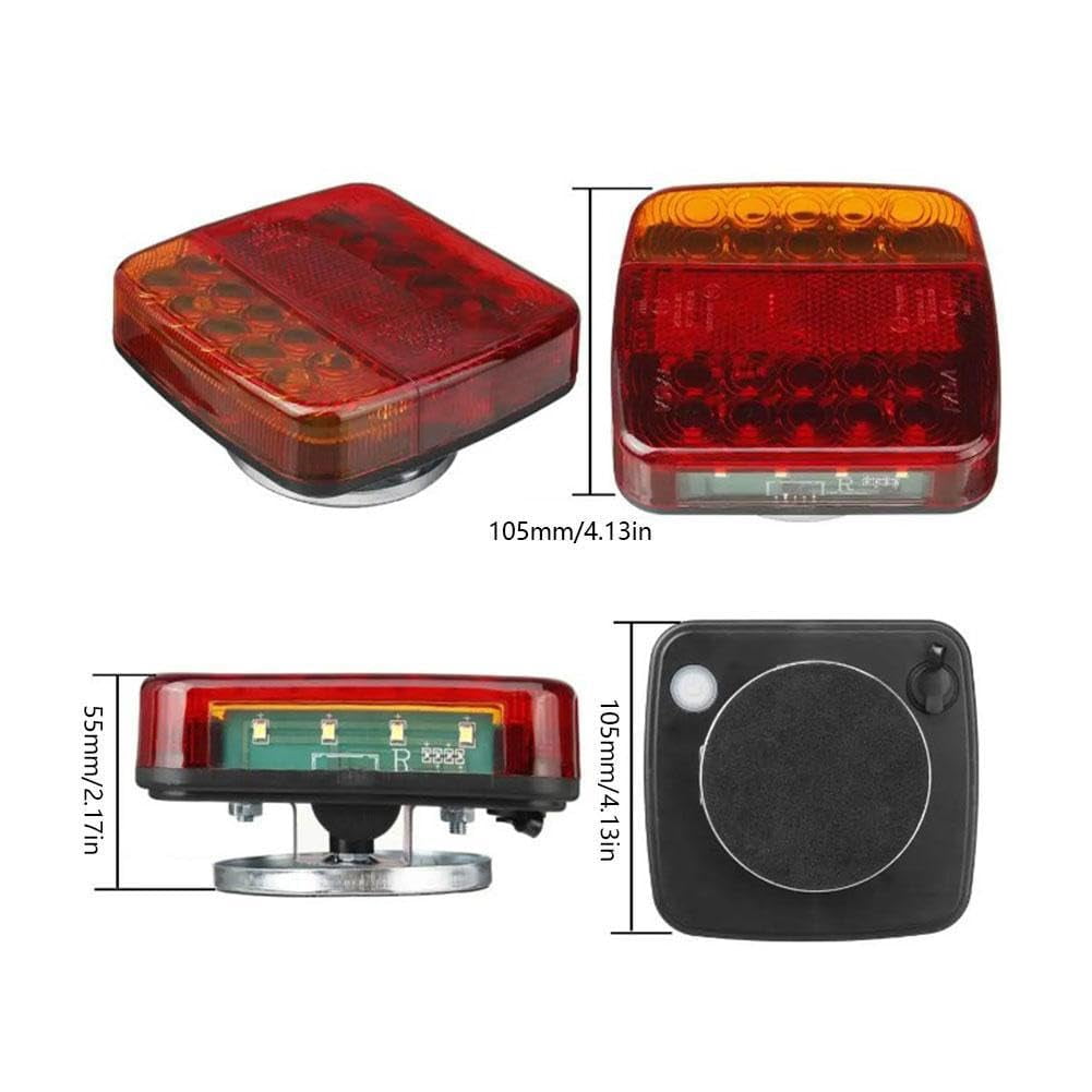 Ruroz Wireless LED Trailer Tail Lights, Magnetic Towing Light Kit with 7-Pin Transmitter (Red, 2-Pack) zvjk2