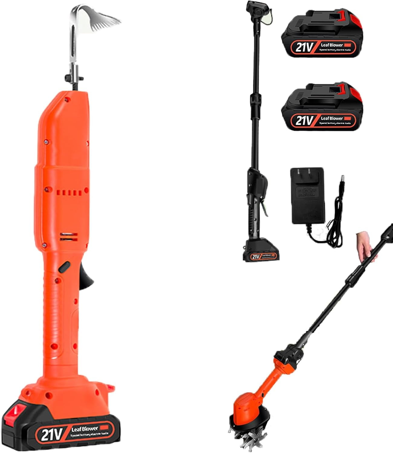 PETDIPOT Cordless Electric Garden Tiller, Lightweight Cultivator with Manganese Steel Blades (21V, 2 Batteries) eil6j