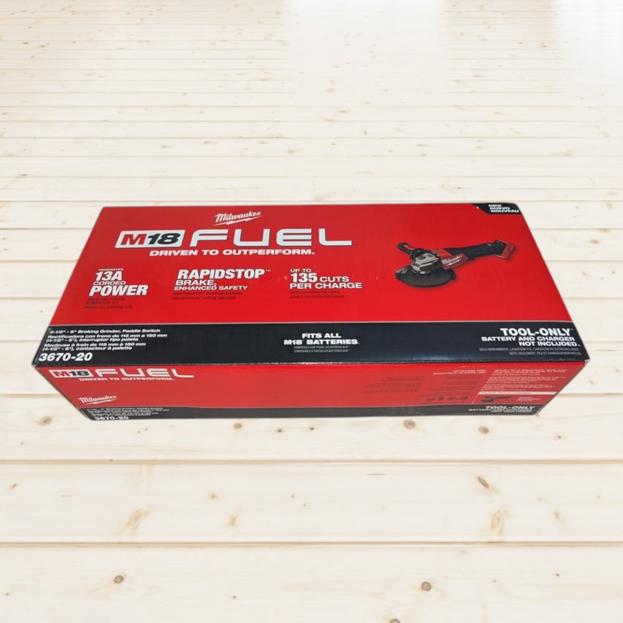Milwaukee M18 FUEL Braking Grinder with Paddle Switch, Cordless Power, RAPIDSTOP Safety (4.5 in to 6 in, Bare Tool) ed3m8