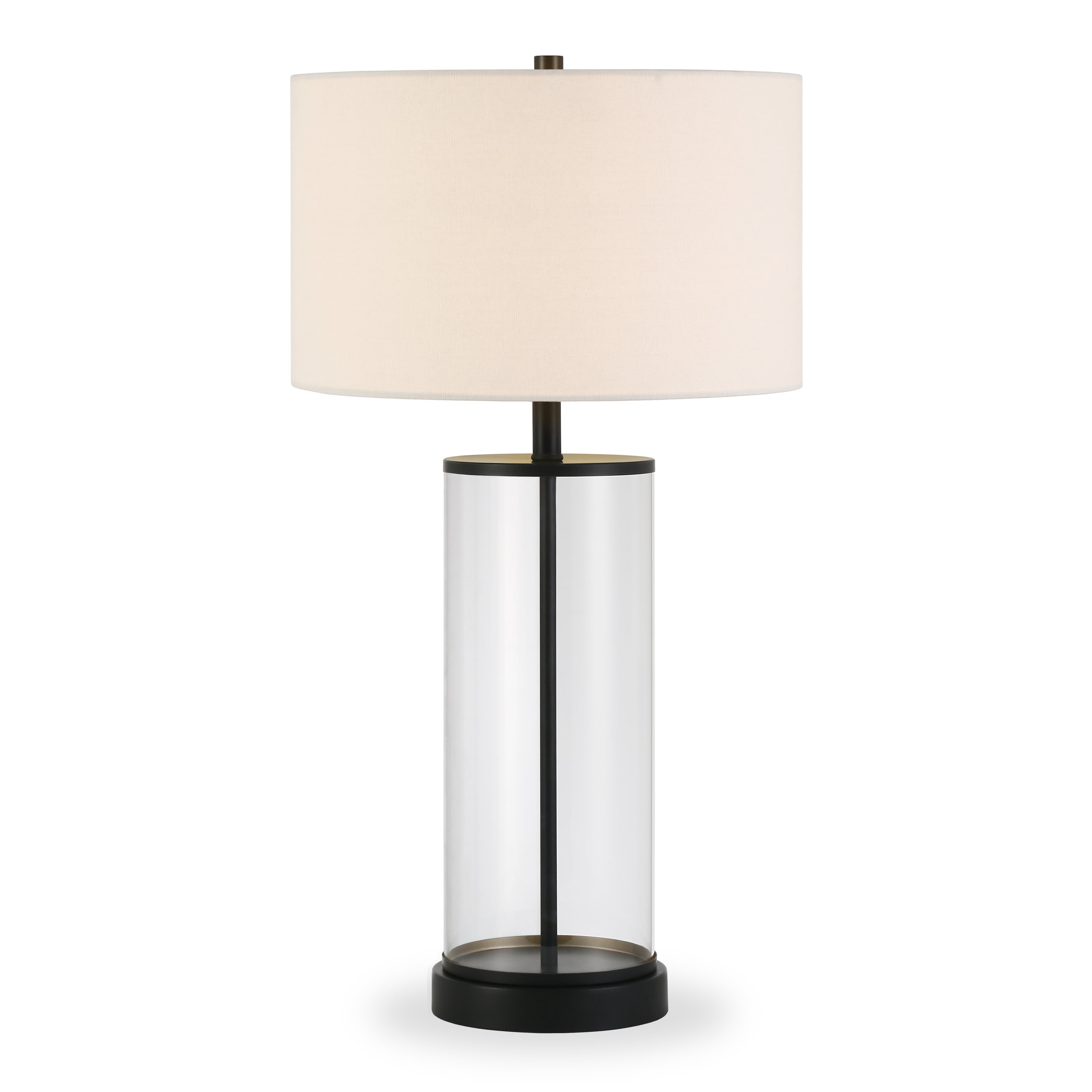 Evelyn&Zoe Traditional Metal Table Lamp with White Linen Drum Shade (27 in) ajxcy
