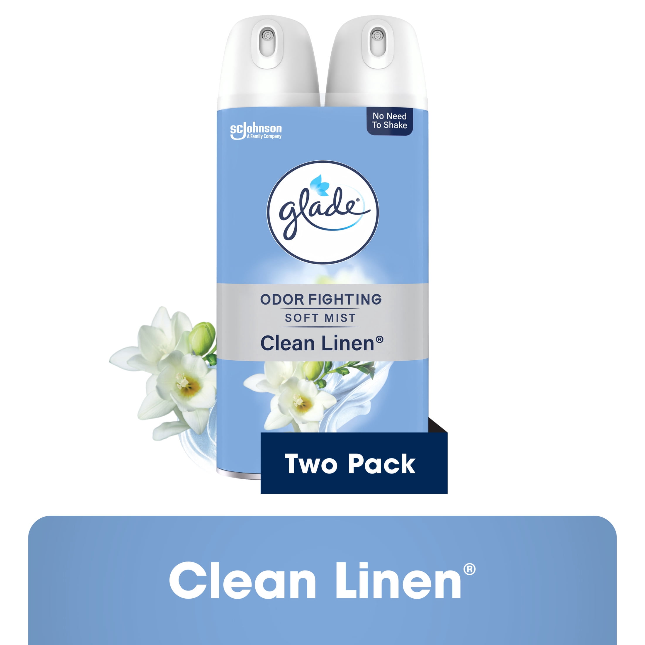 Glade Air Freshener Spray, Clean Linen Scent, Long-Lasting Odor Neutralizer (8 oz, 2 Pack) ohgqv