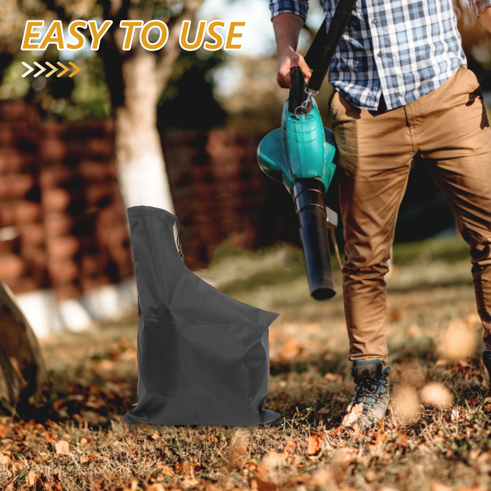 FUEENIRVA Reusable Leaf Blower Vacuum Bag for Yard Cleanup and Outdoor Maintenance (Black, 1-Pack) k4vvc