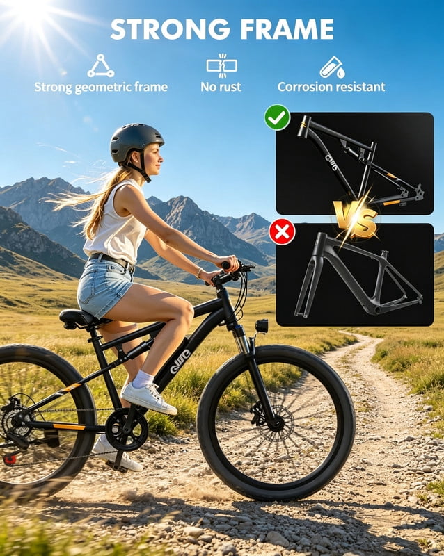 Qlife Racer 27.5 in Electric Mountain Bike, Full Suspension 21-Speed Ebike with 500W Motor and Removable Battery (Black, 27.5 in) 18xee