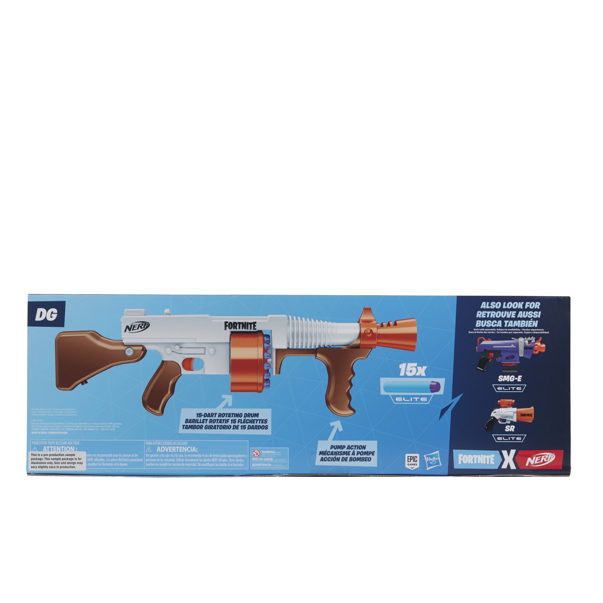 Nerf Fortnite DG Blaster with Rotating 15-Dart Drum and Pump Action (15-Pack) xc45y