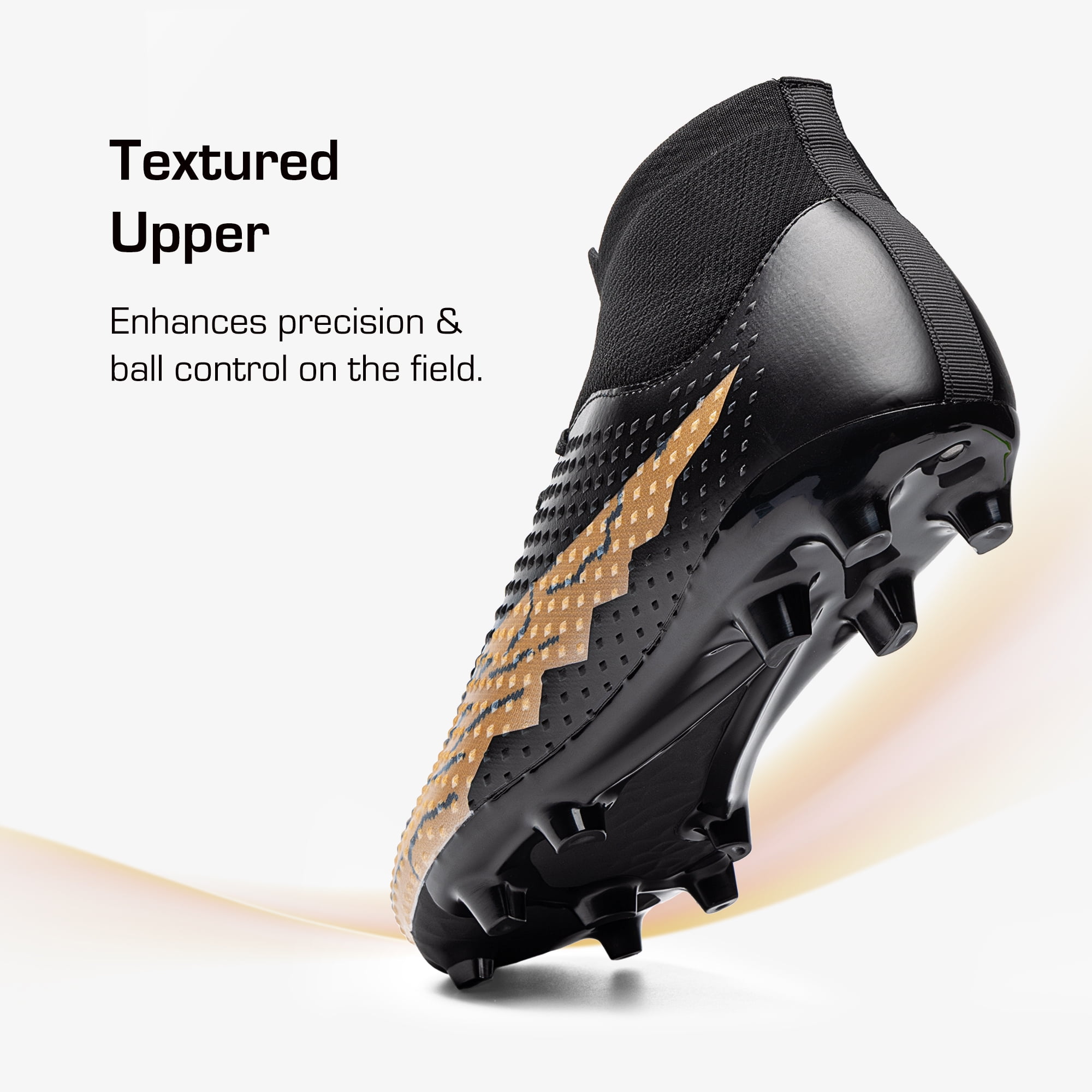DREAM PAIRS Men's Firm Ground Soccer Cleats High-Top Professional Training Football Shoes (Black, 10 US) j3dqw