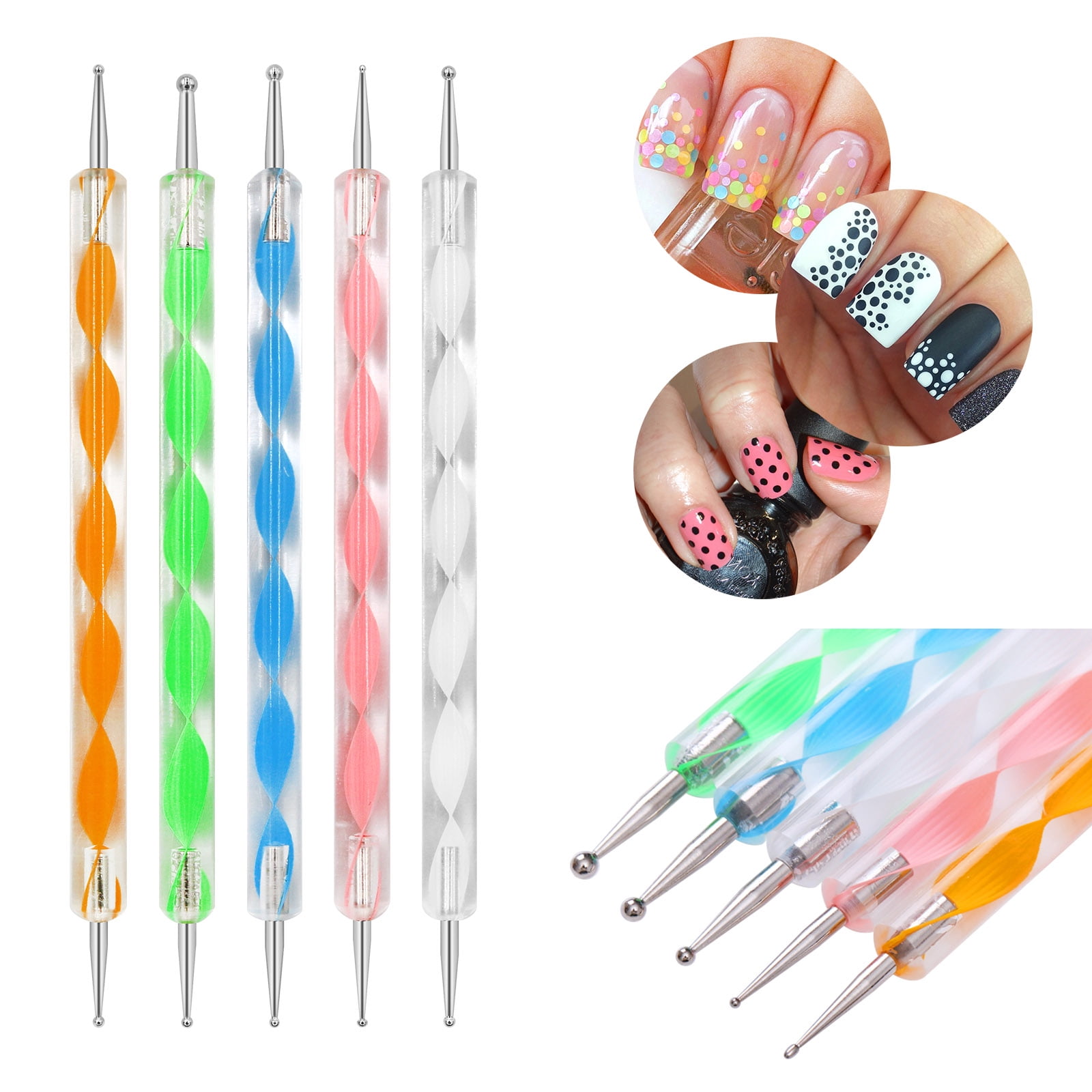 Pinkiou Nail Art Brush and Dotting Tool Set with Rhinestones and Foil Decals (47 Piece Set) 59460