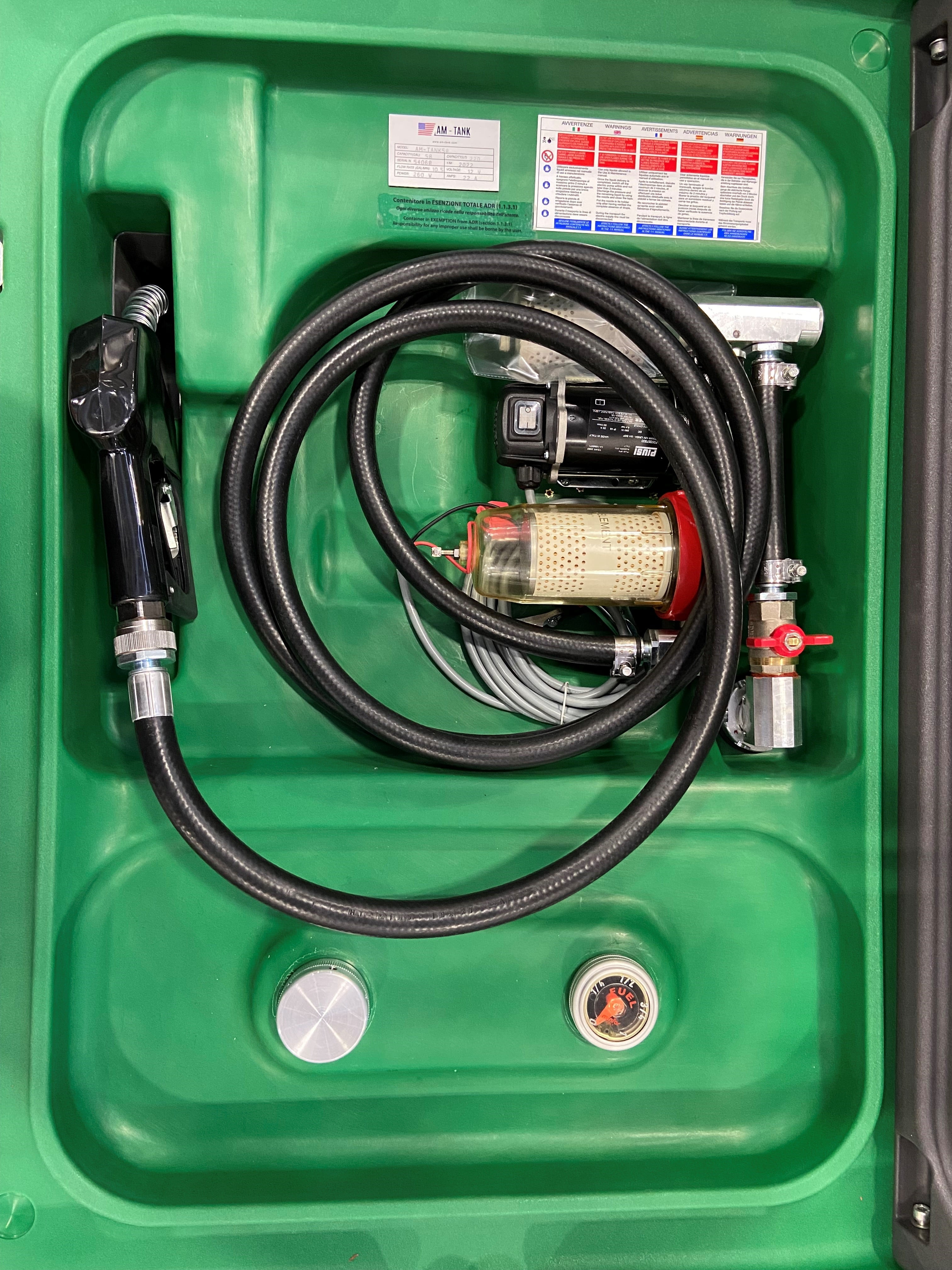 AM-Tank Portable Diesel Transfer Tank with 12V Pump and Auto-Nozzle (58 Gallon, 13 ft Hose) i03mw