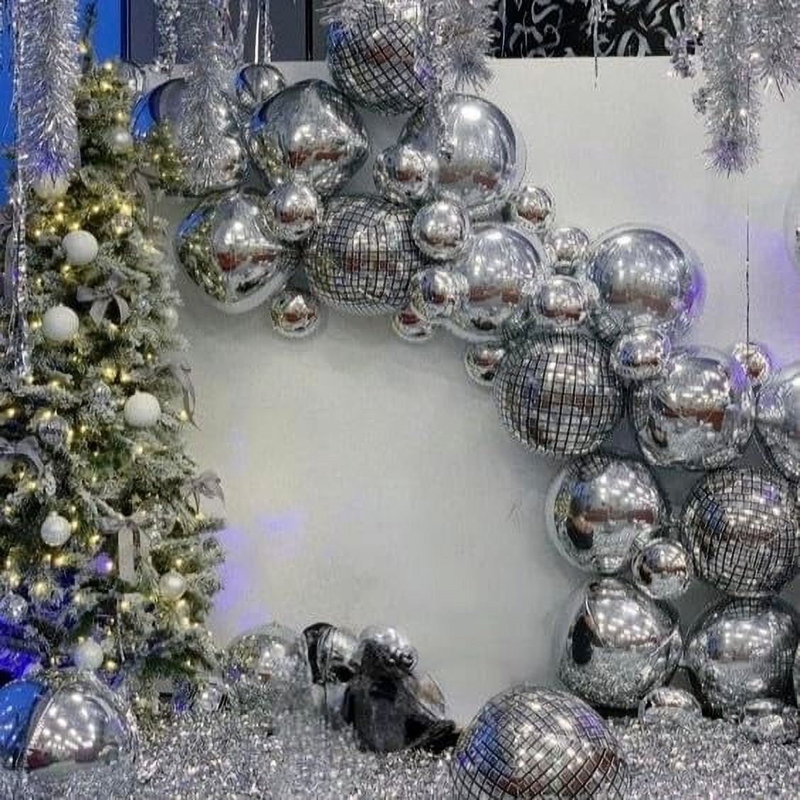 Generic 4D Metallic Silver Sphere Foil Balloons (Assorted Sizes, 12 Pack) welyz