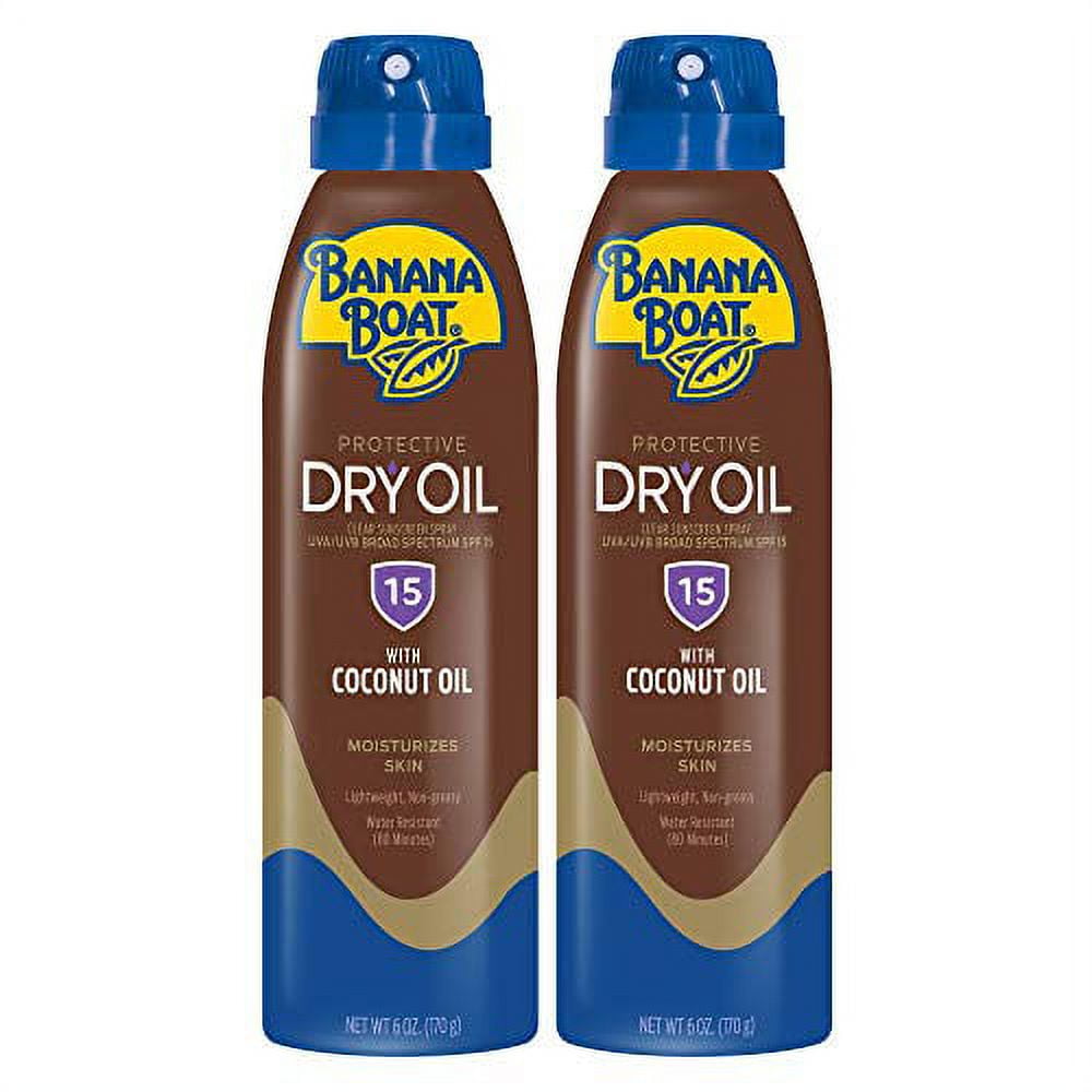 Banana Boat Deep Tanning Oil Sunscreen with Coconut Oil, Broad Spectrum SPF 15 (6 fl oz, 2 Pack) hjh2g