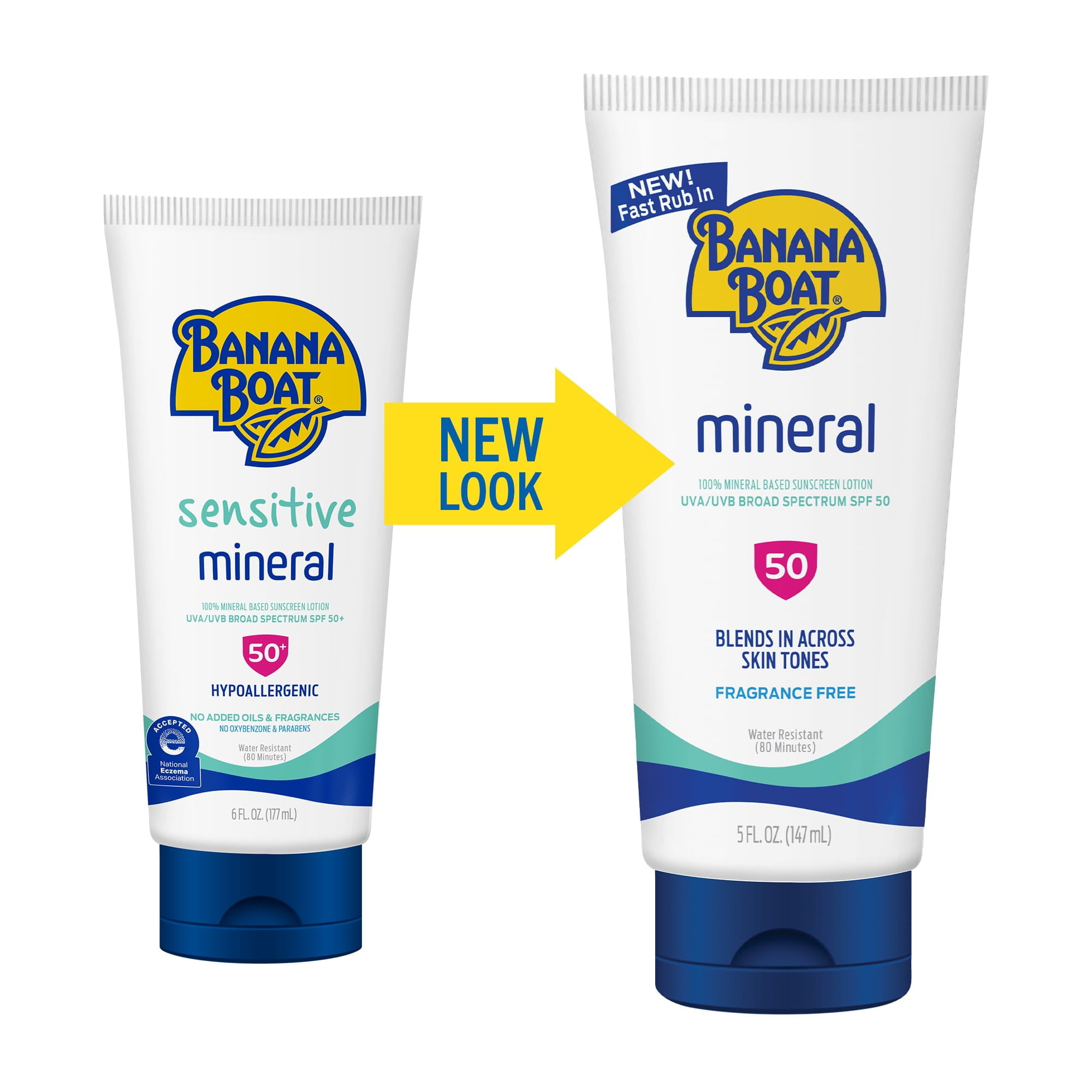 Banana Boat Mineral Sunscreen SPF 50, Broad Spectrum Sun Protection Lotion (White, 5 fl oz) 0bae1
