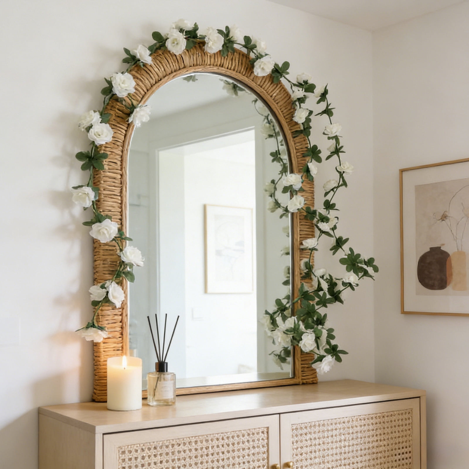 Skegnu Artificial Peony Flower Garland Silk Hanging Vine for Wedding Arch and Home Decor (78 in) 8z6sd