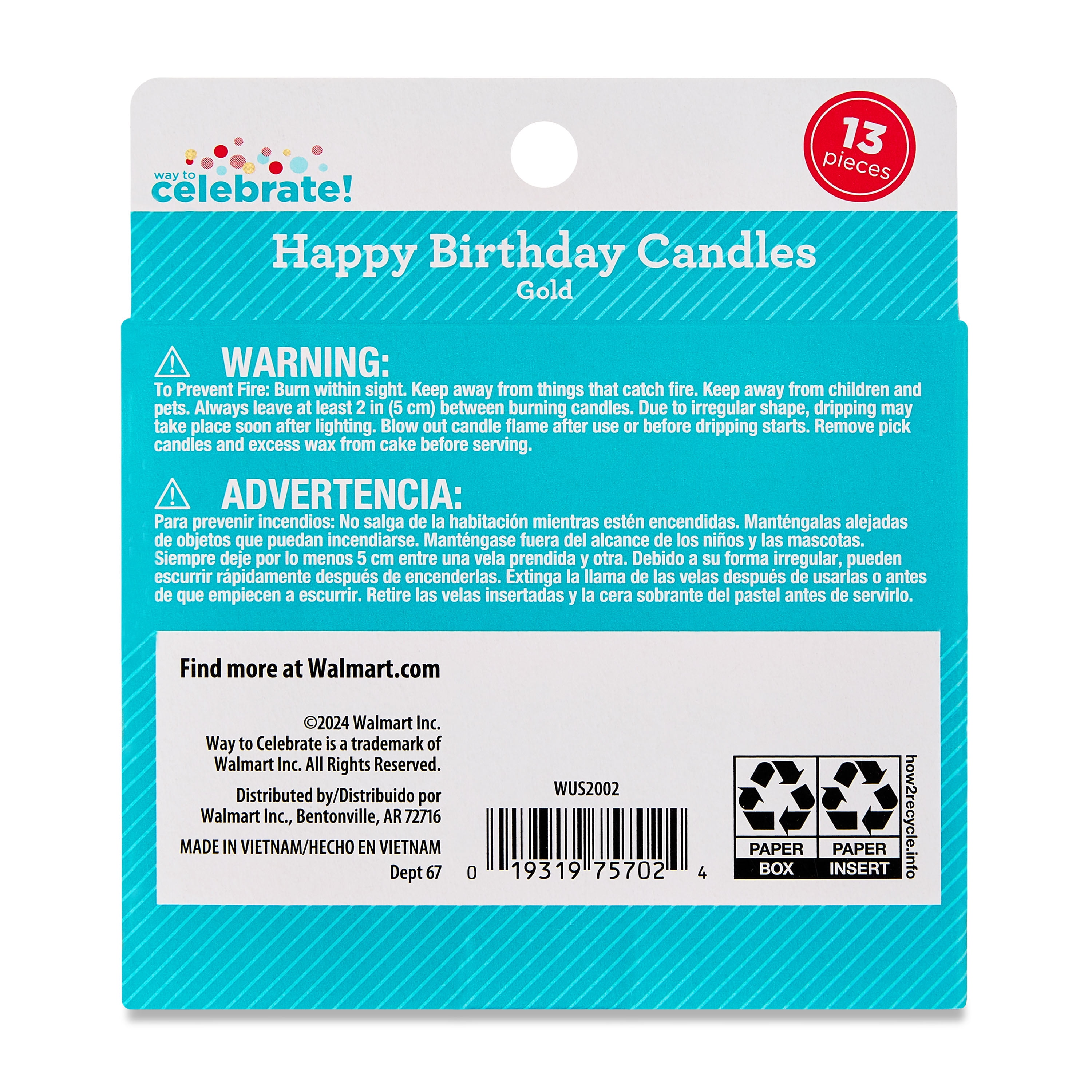 Way To Celebrate Happy Birthday Letter Candle Set (Gold, 13 Pieces) 5c8t1