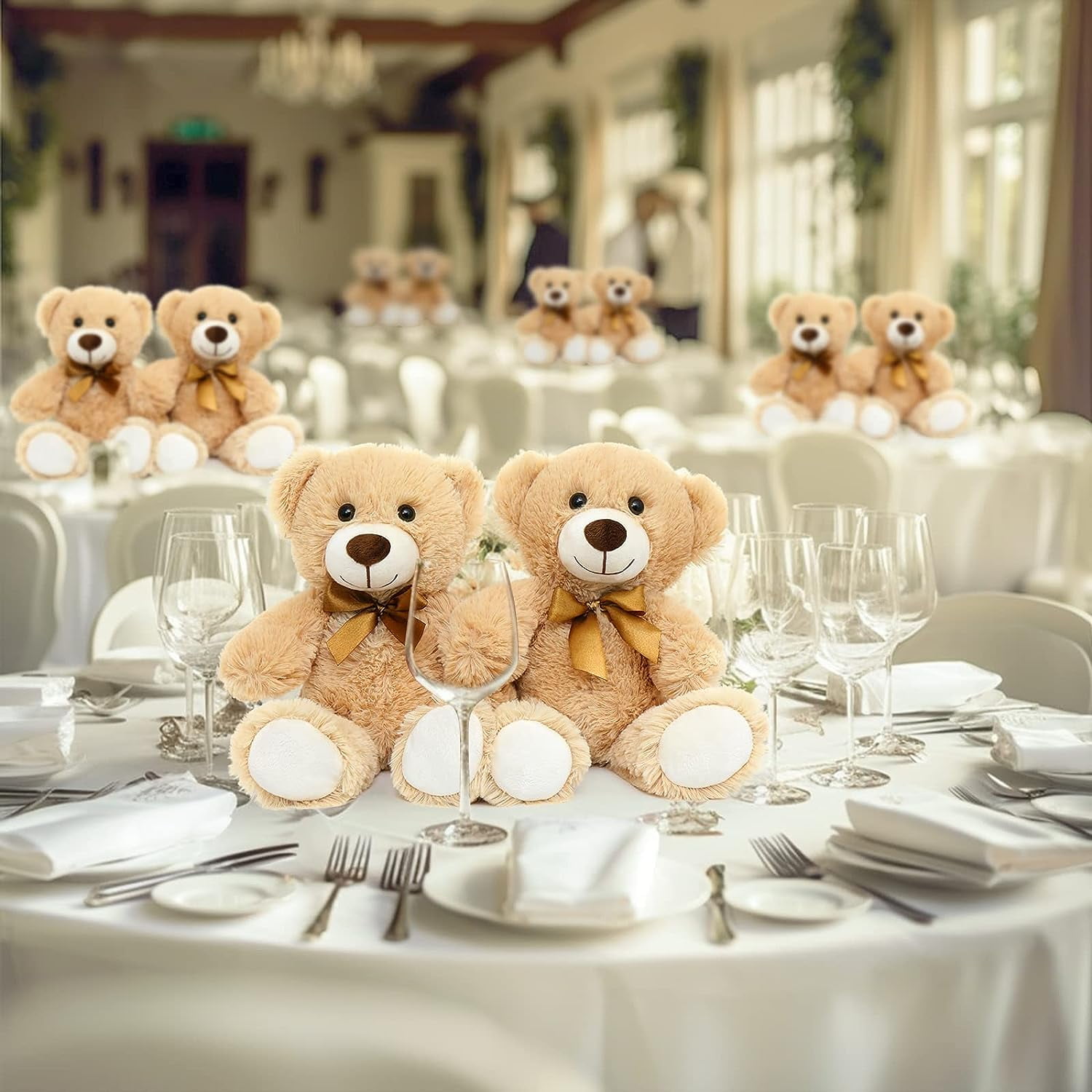 MaoGoLan 14 in Teddy Bear Stuffed Animals Bulk Plush Toy Set (Brown, 12 Pack) 9gu19