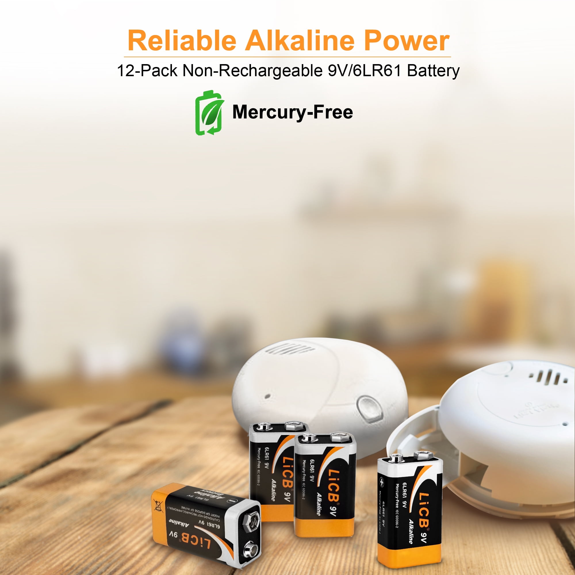 LiCB 9V Alkaline Batteries, Long-Lasting Power for Household Devices (12-Pack) 44wl7
