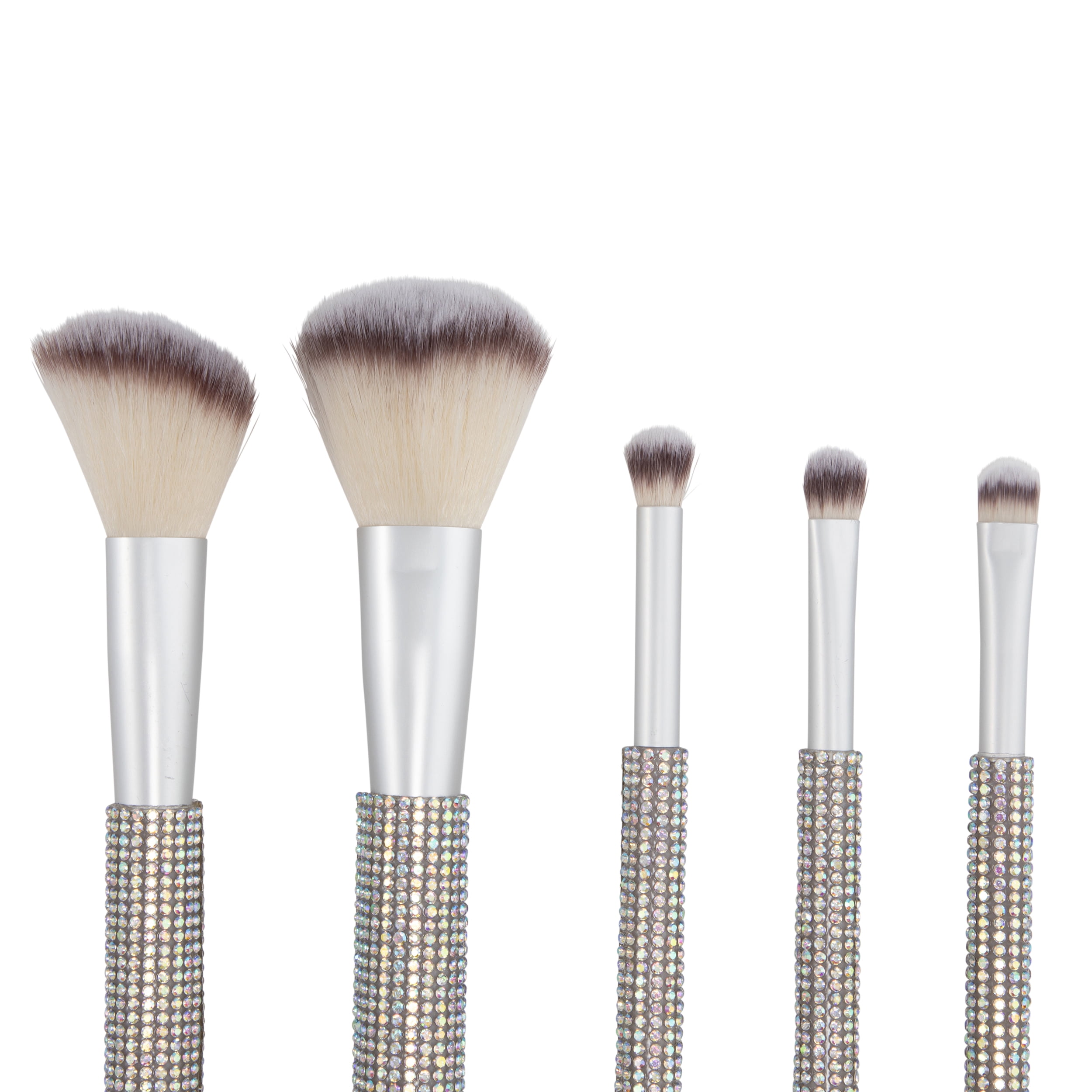 Candie Couture Bling Makeup Brush Set with Storage Holder (Silver, 5 Piece) 4qkbz