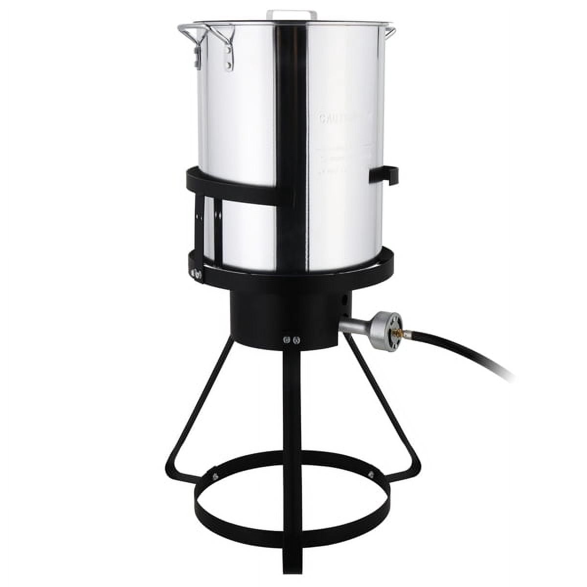 Immere 32 QT Aluminum Turkey Fryer Pot and Campfire Tripod Stand (Black, 32 QT) 763o6