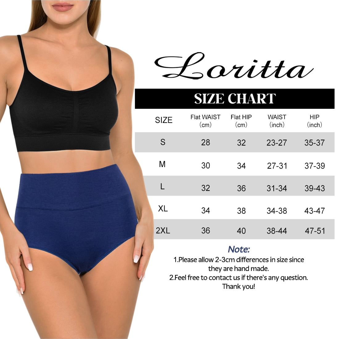 Loritta Womens Cotton High Waisted Briefs Full Coverage Underwear (Assorted, 6 Pack) n1629