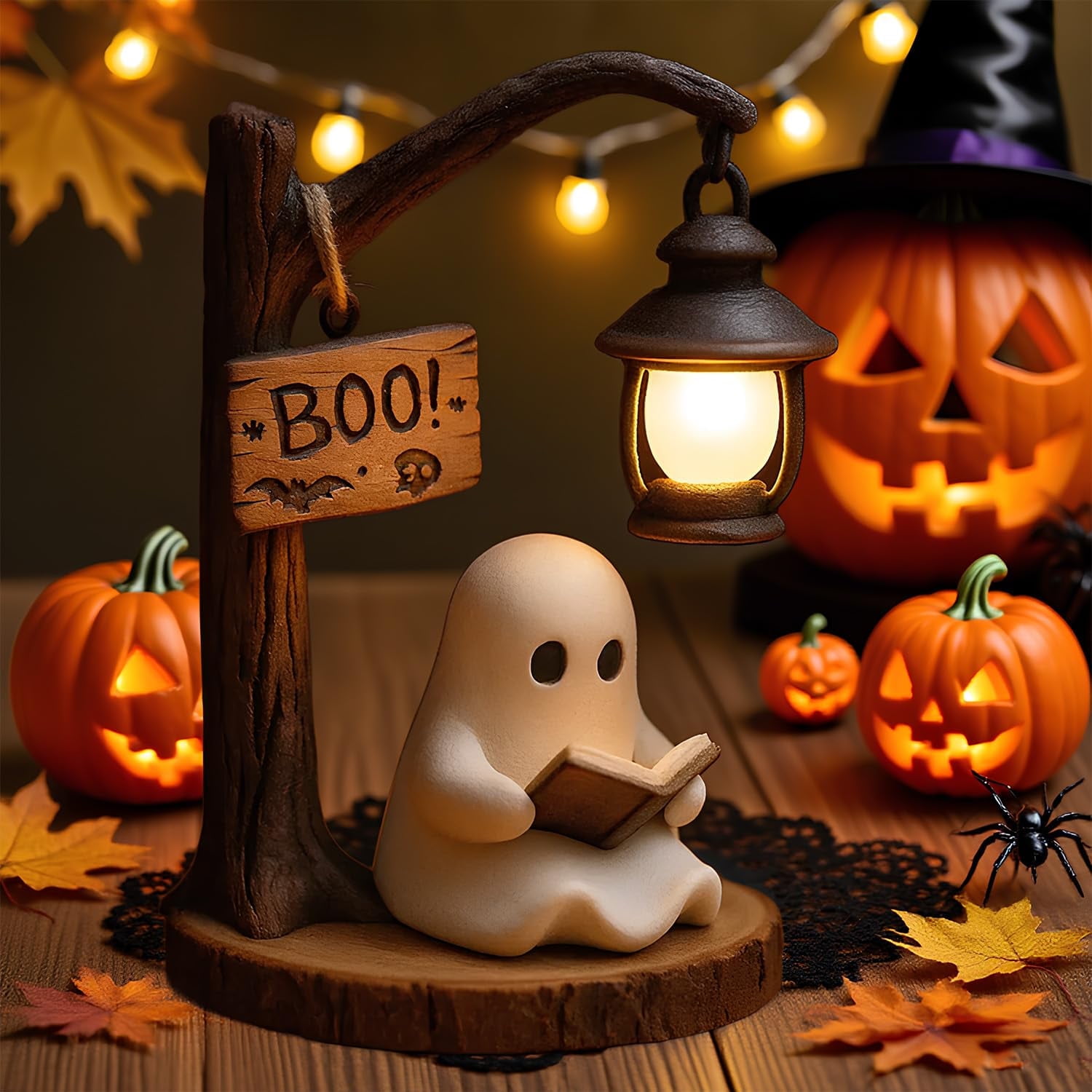 Generic Ghost Reading Book Lamp, 3D Resin LED Night Light for Bedroom Decor (White, 6 in) lyw2k