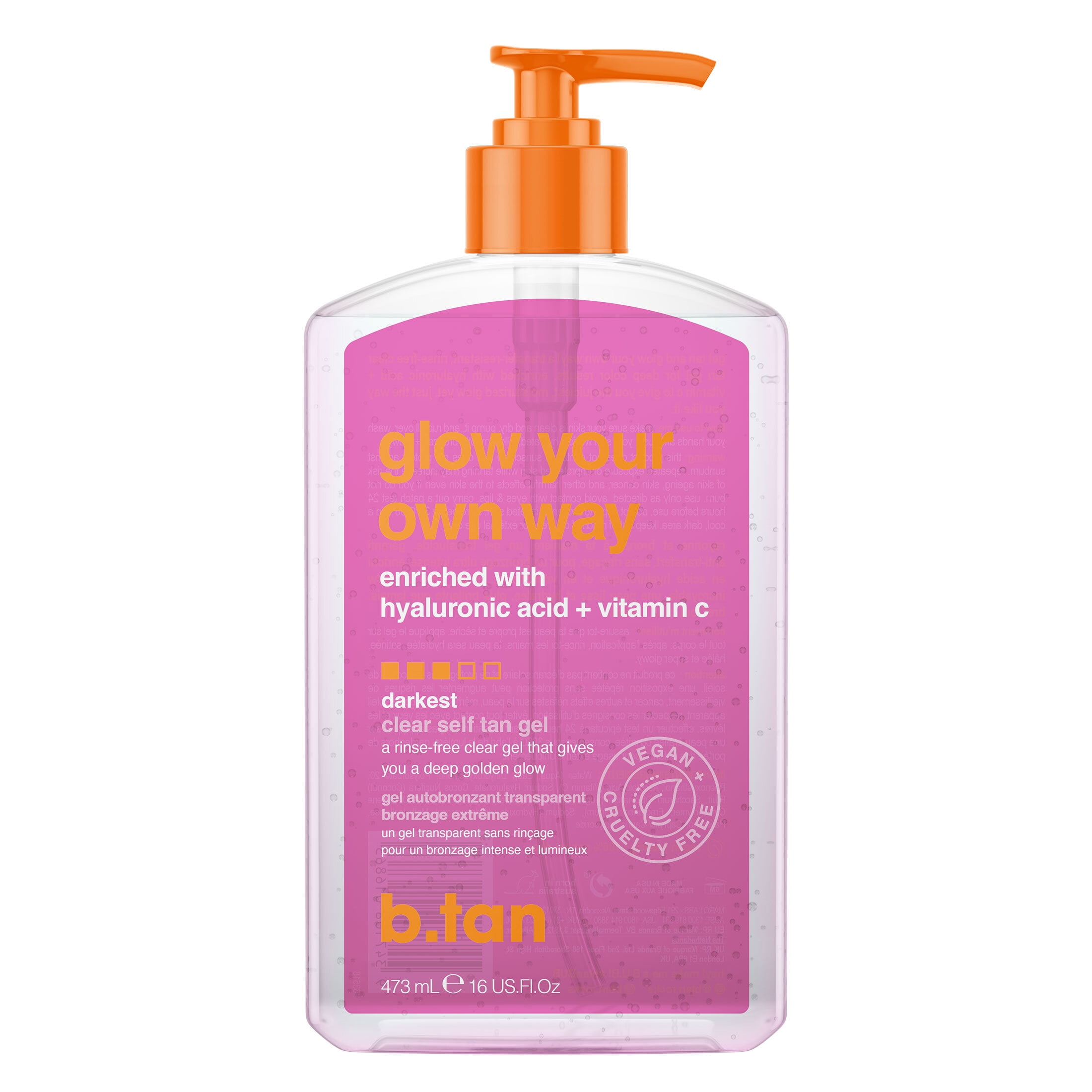 B.TAN Glow Your Own Way Clear Self Tan Gel with Hyaluronic Acid and Vitamin C (Clear, 4.73 fl oz) dk47a