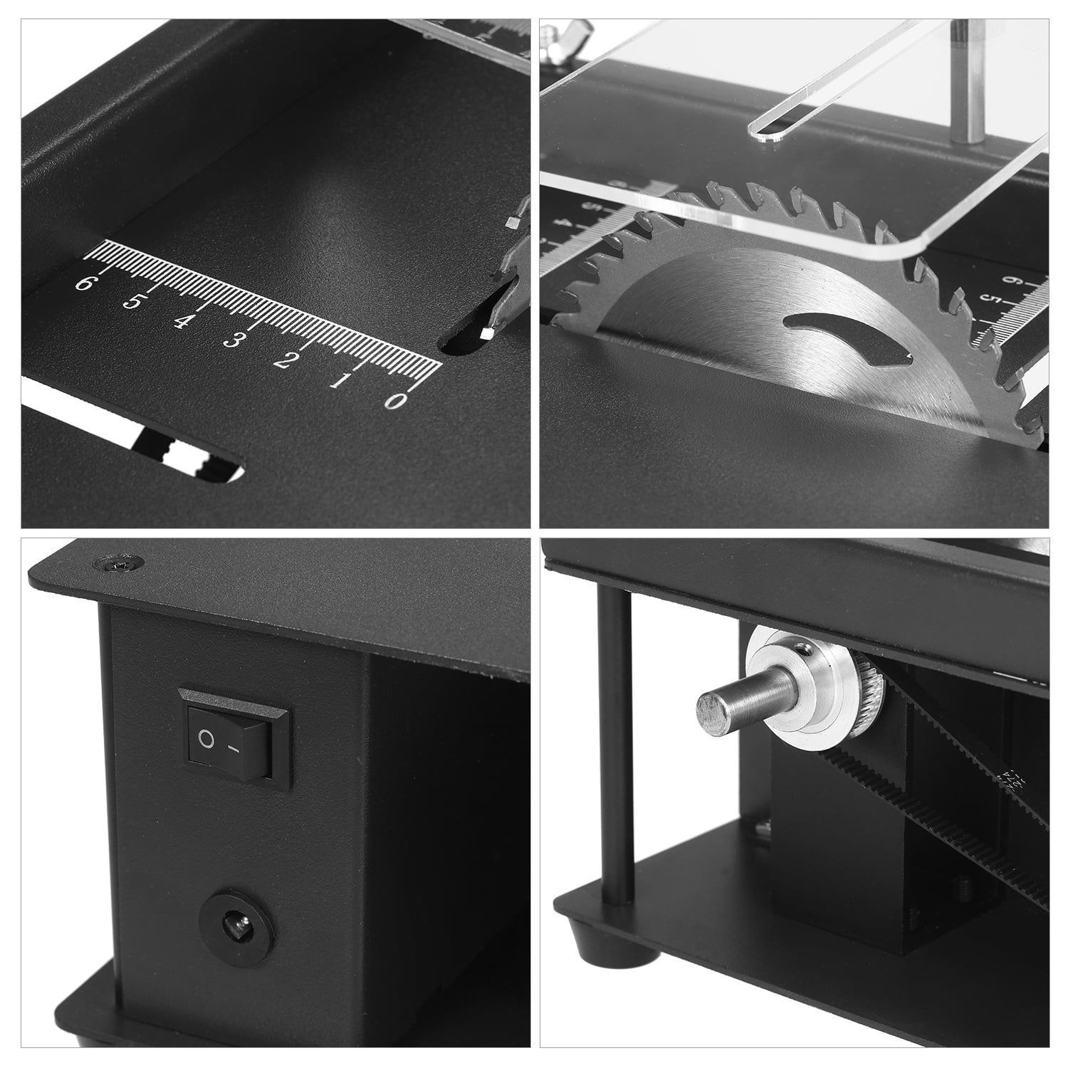 Cacagoo Mini Table Saw 200W Electric Woodworking Tool with Adjustable Speed and 1.38 in Cutting Depth (Black, 7.48 x 6.49 x 3.93 in) ukluu