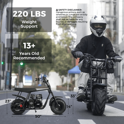 F Dirt GMB100 Mini Bike 99cc 4-Stroke Gas Powered Off-Road Dirt Bike (Black, 220 lb Capacity) j5ffh